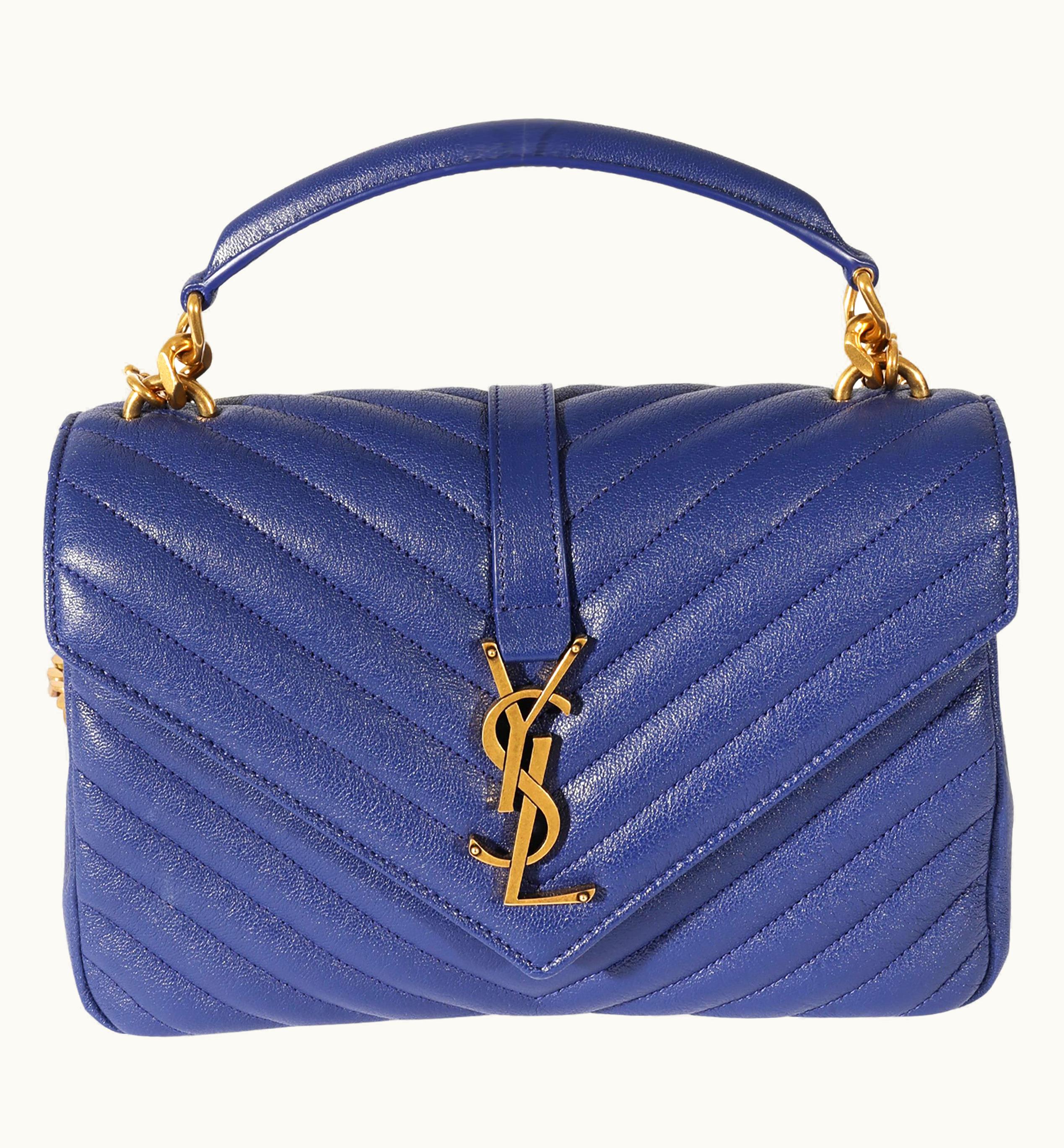 Saint Laurent Saint Laurent Navy Small Chevron College Bag