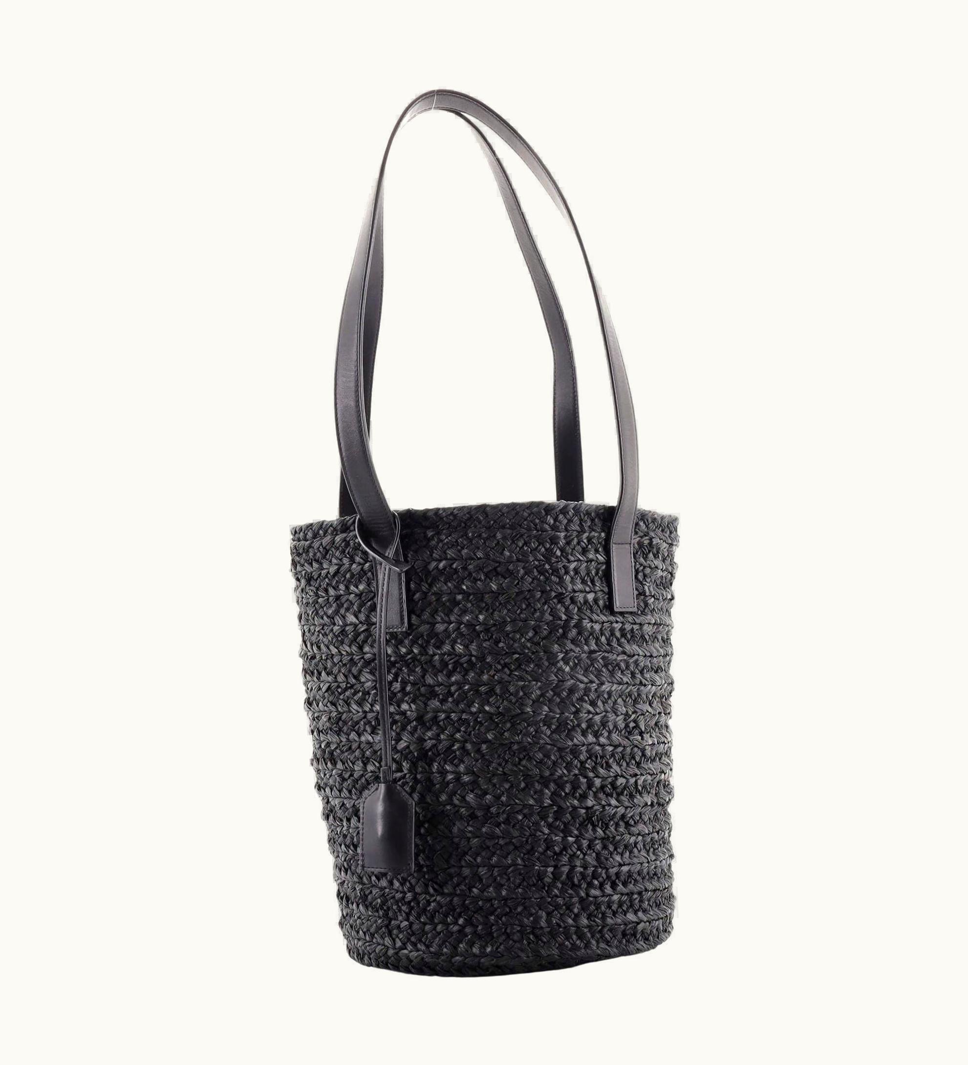 Saint Laurent Saint Laurent Panier Basket Shopper Raffia Small Handbag Black