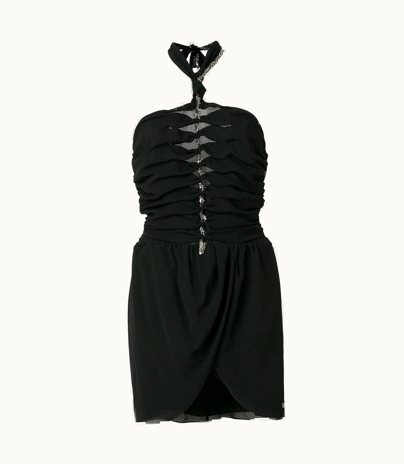 Saint Laurent Saint Laurent Embellished Ruched Halter Dress