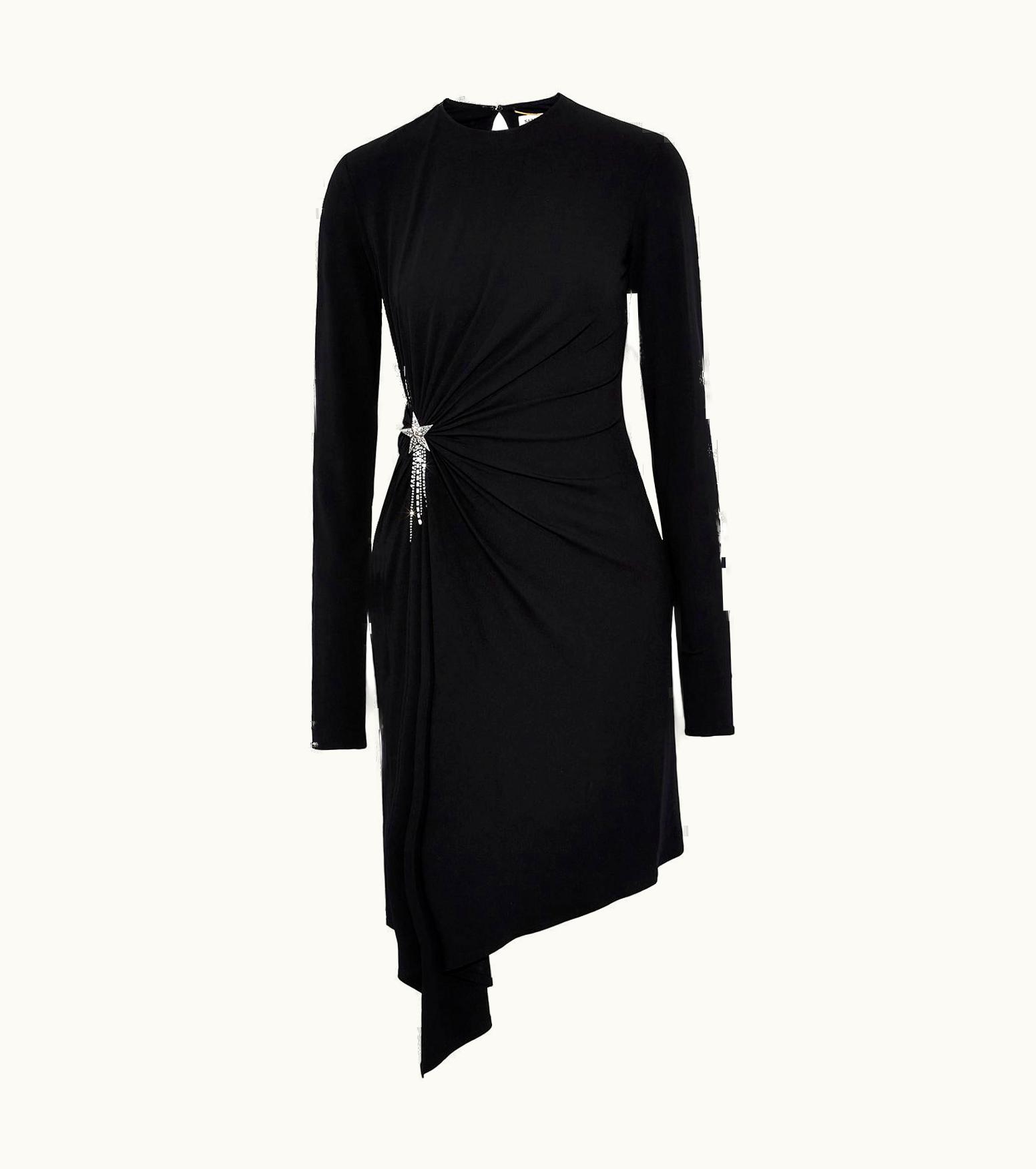 Saint Laurent Saint Laurent Asymmetric Embellished Stretch-Crepe Dress
