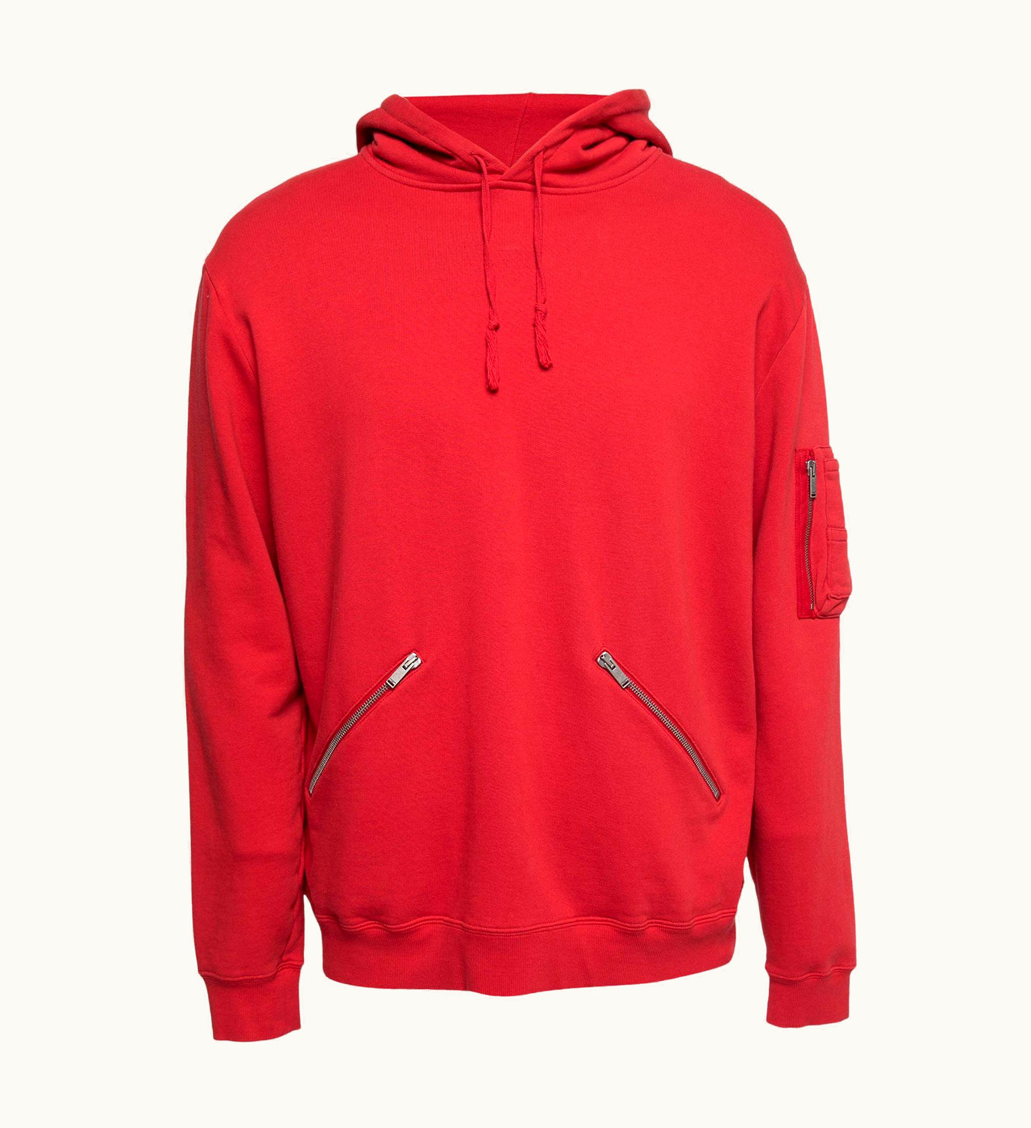Saint Laurent Red Cotton Long Sleeve Hoodie Xl
