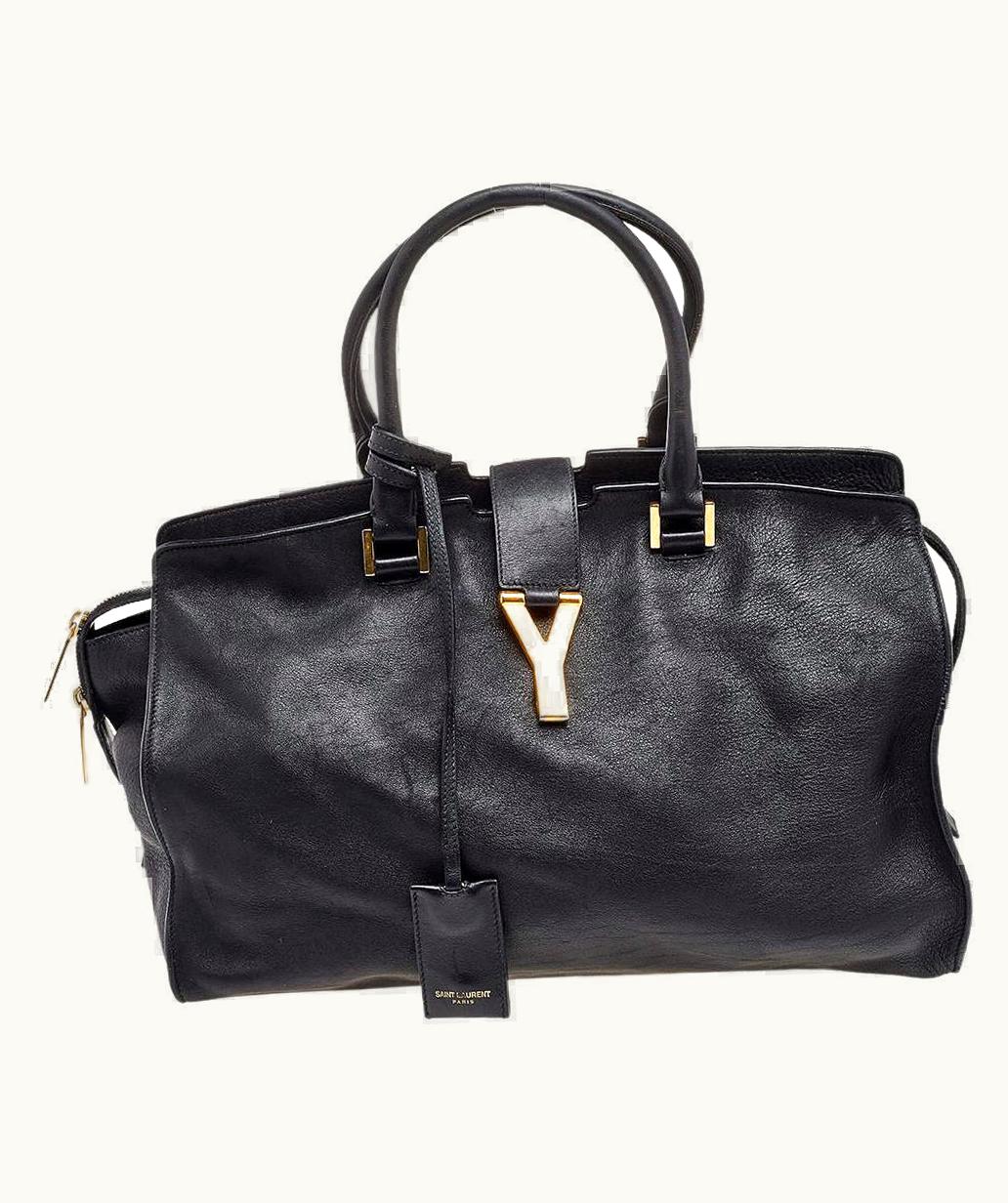 Saint Laurent Black Leather Medium Cabas Chyc Satchel