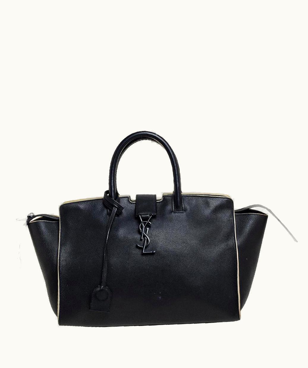 Saint Laurent Black Leather Small Downtown Cabas Tote