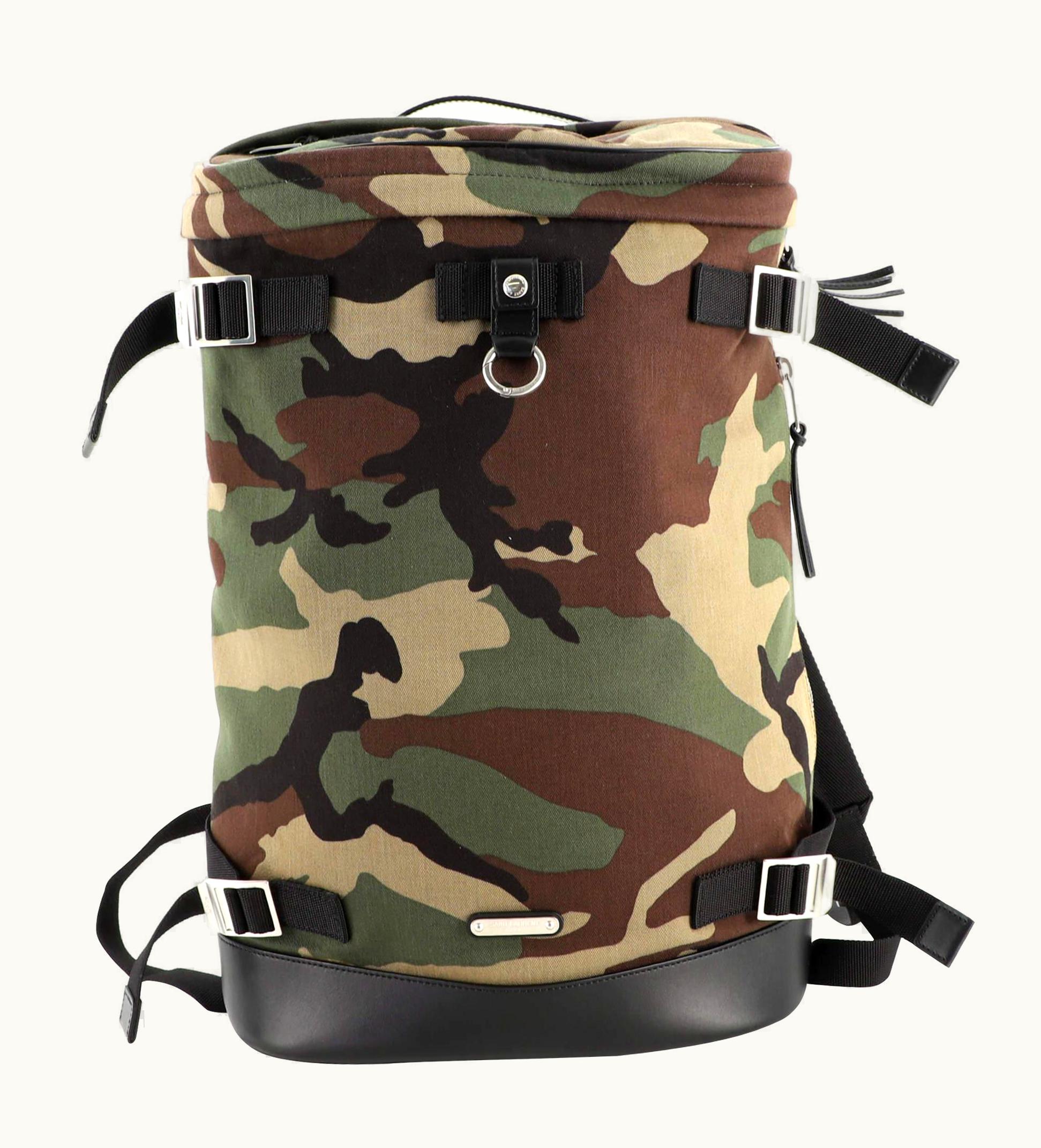 Saint Laurent Camouflage Rivington Race Backpack Printed Canvas