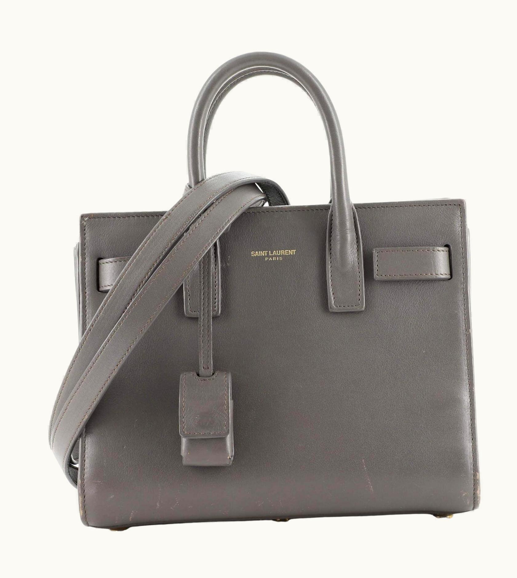 Saint Laurent Sac De Jour Nano Leather Bag Gray