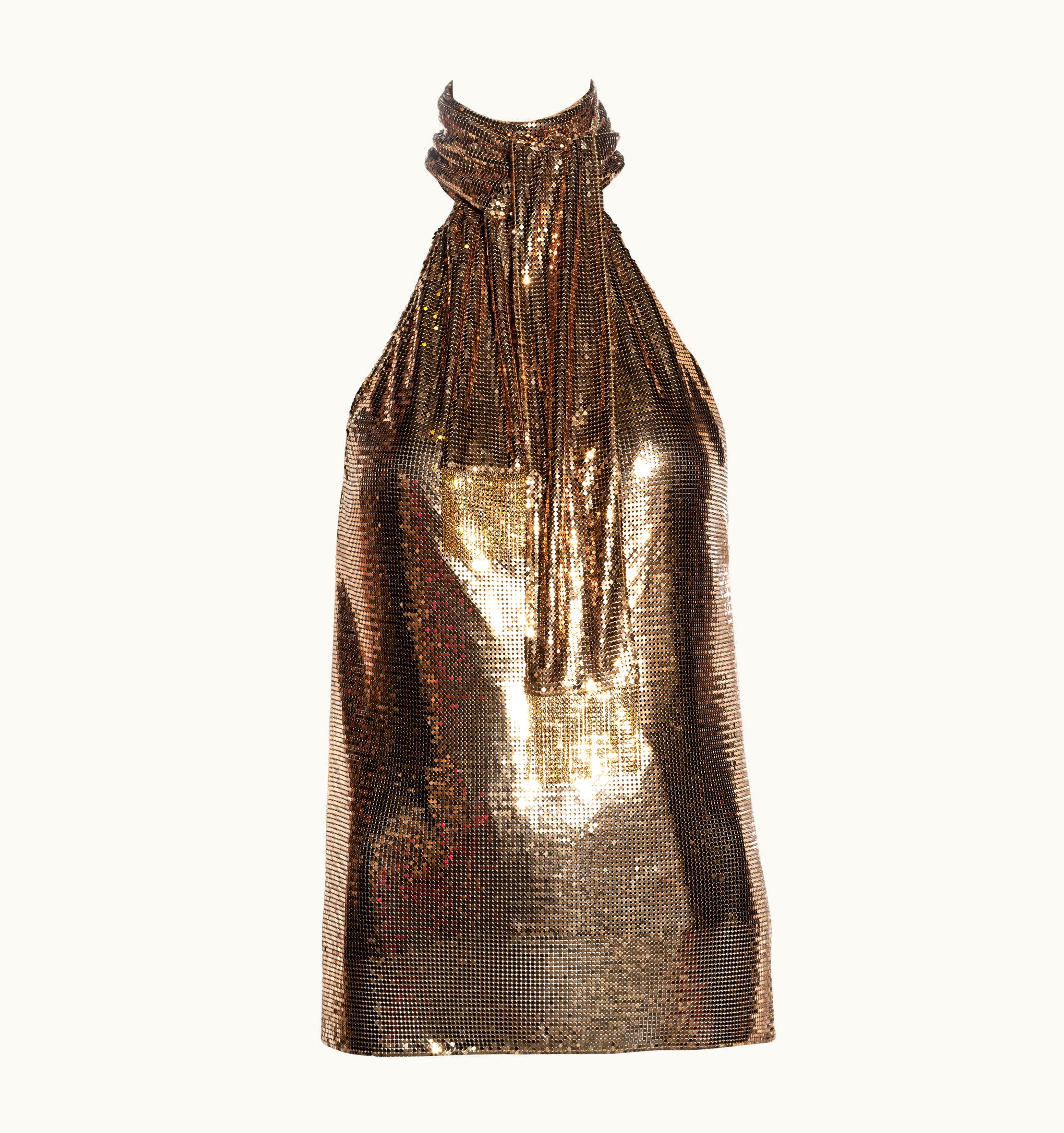 Saint Laurent Gold Metal Mesh Evening Top, Pf 2021