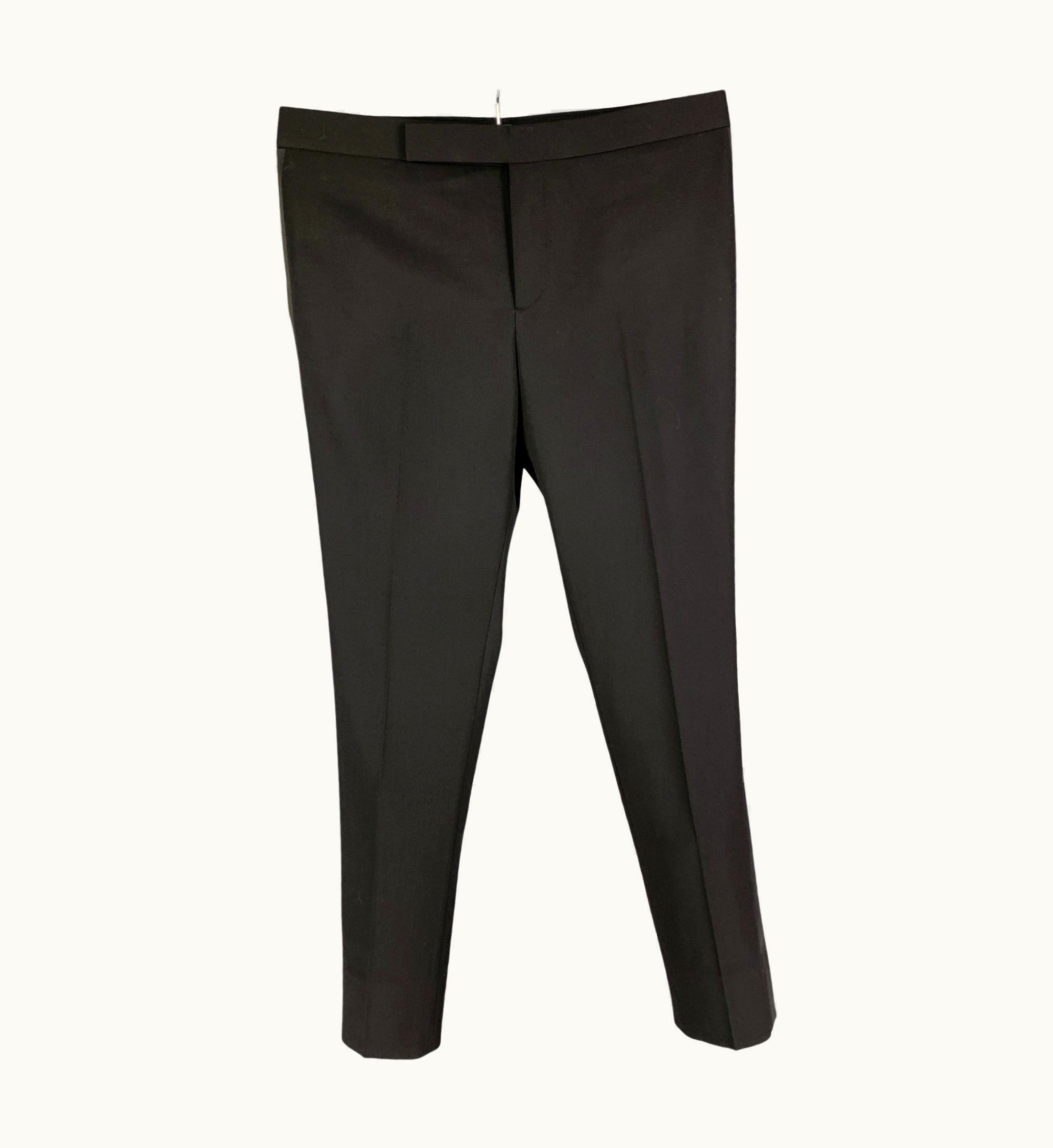Saint Laurent Black Wool Tuxedo Dress Pants