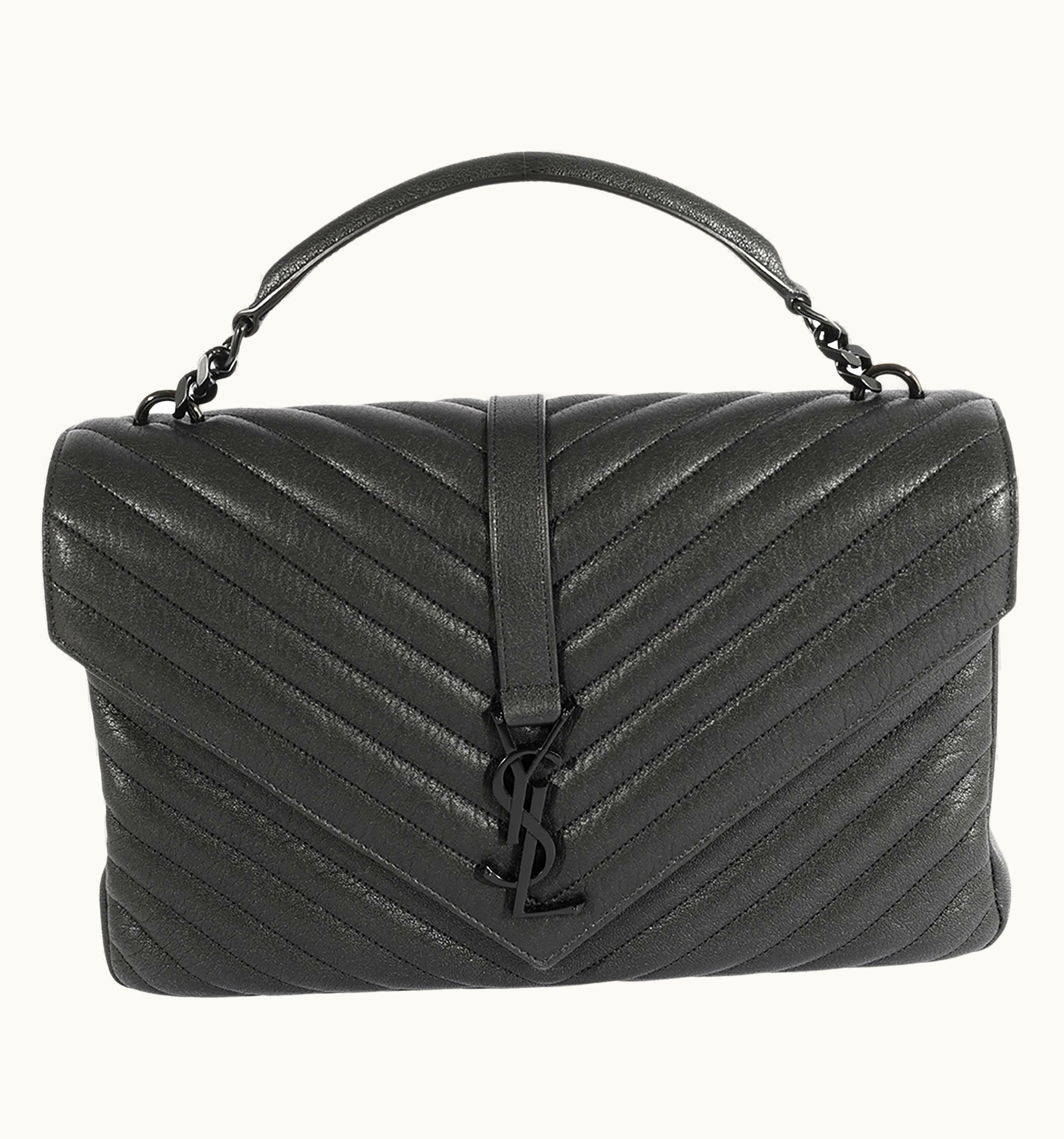 Saint Laurent So Black Matelassé Leather Large College Bag
