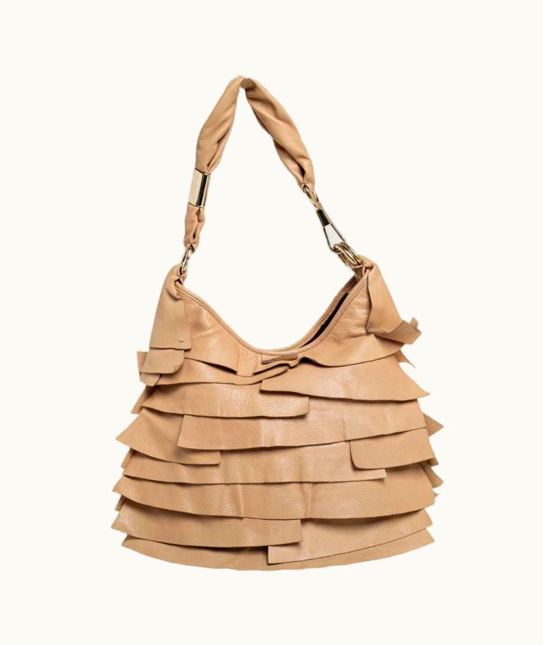 Saint Laurent Yves Saint Laurent Beige Leather Small St Tropez Hobo