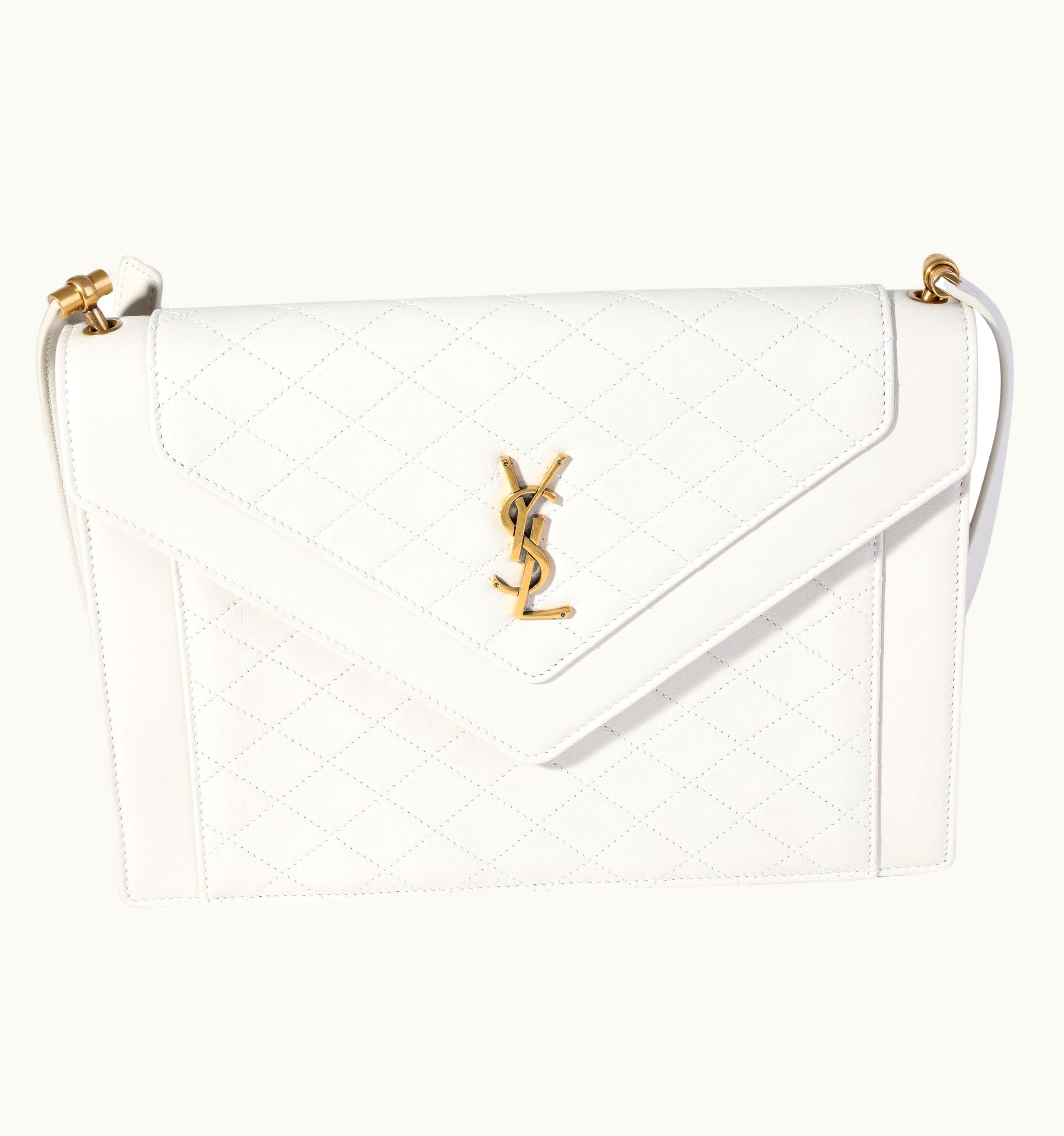 Saint Laurent Blanc Vintage Quilted Lambskin Gaby Flap Bag
