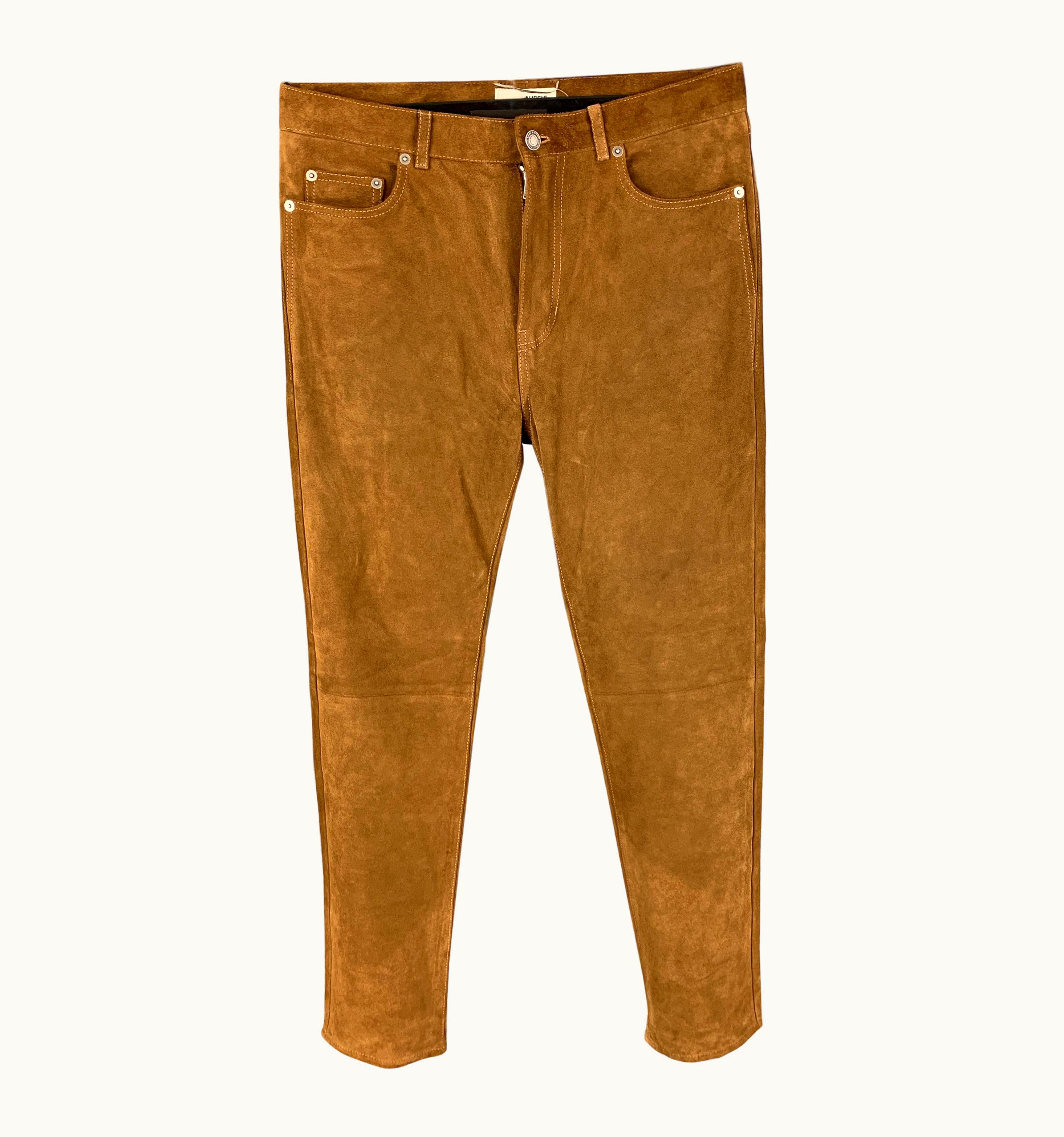 Saint Laurent Brown & Tan Suede Casual Pants