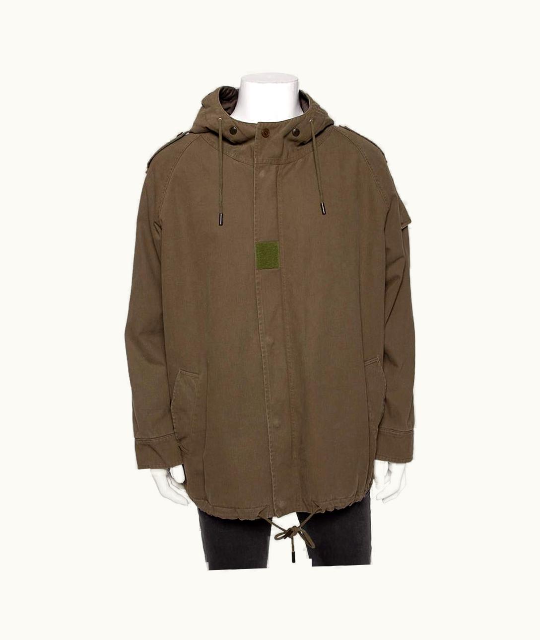 Saint Laurent Olive Green Cotton Hooded Parka Jacket