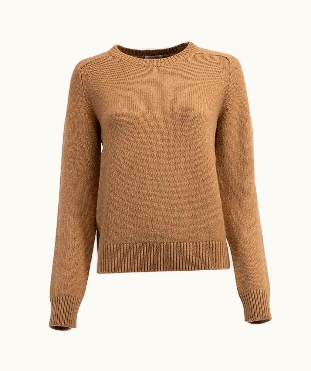 Saint Laurent Women' Brown Knitted Crewneck Sweater
