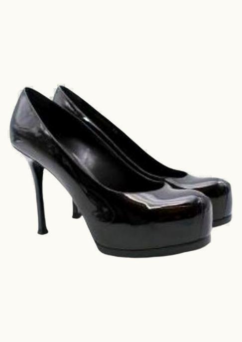 Saint Laurent Black Patent Leather Tribtoo Platform Heeled Pumps UZ0585239