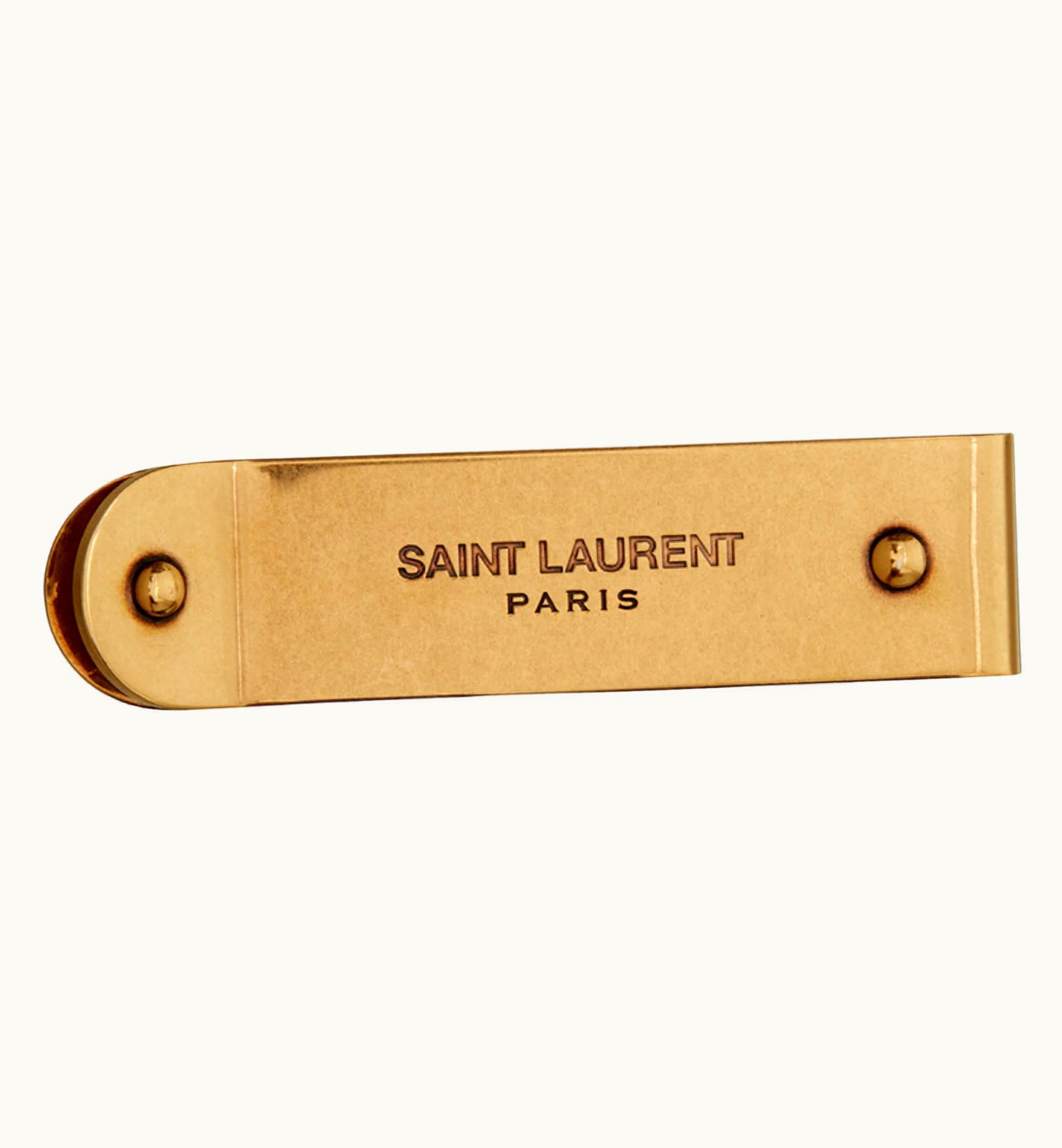 Saint Laurent Gold Signature Engraved Metal Id Money Clip