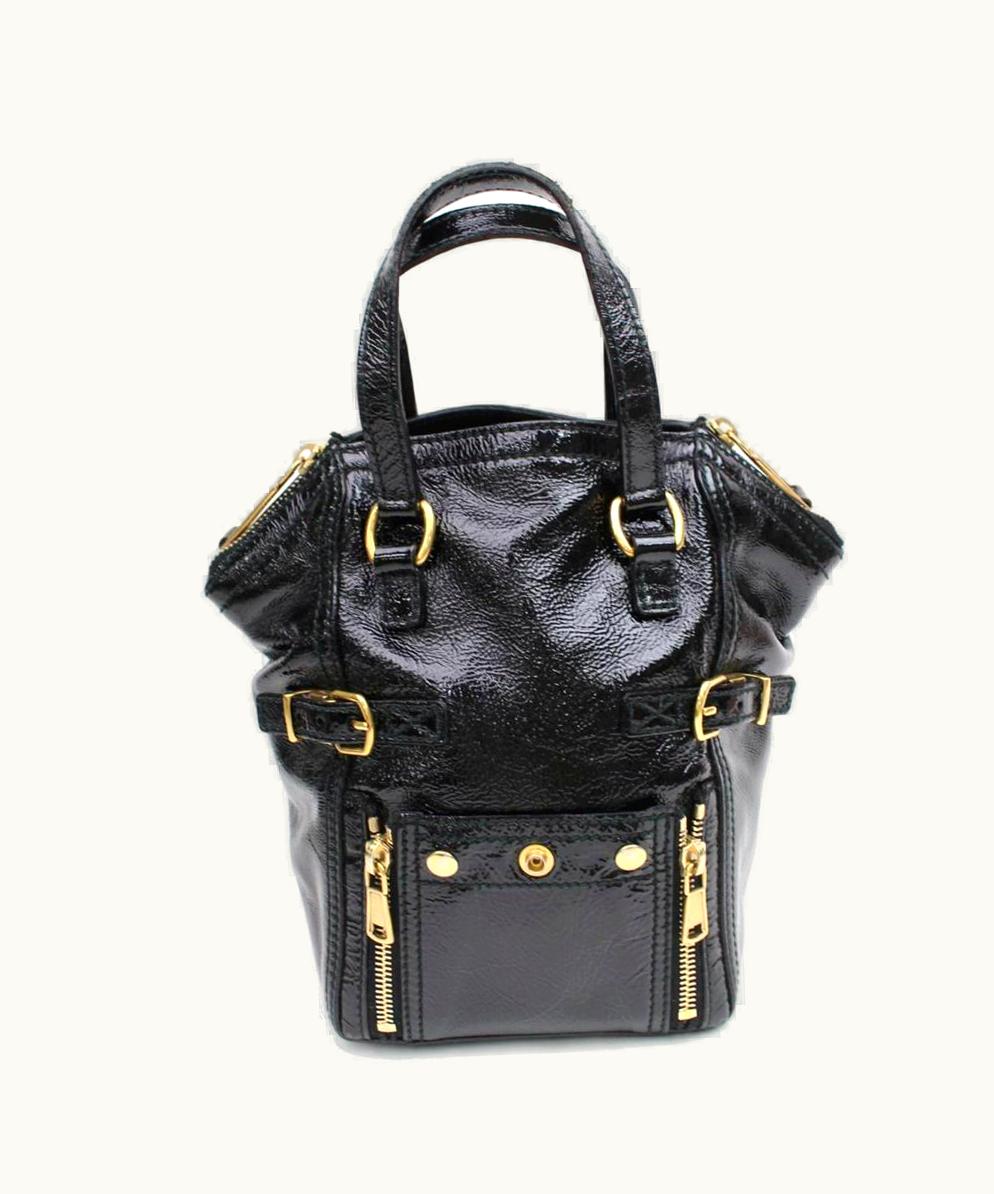 Saint Laurent Downtown YSL 868591 Black Patent Leather Tote