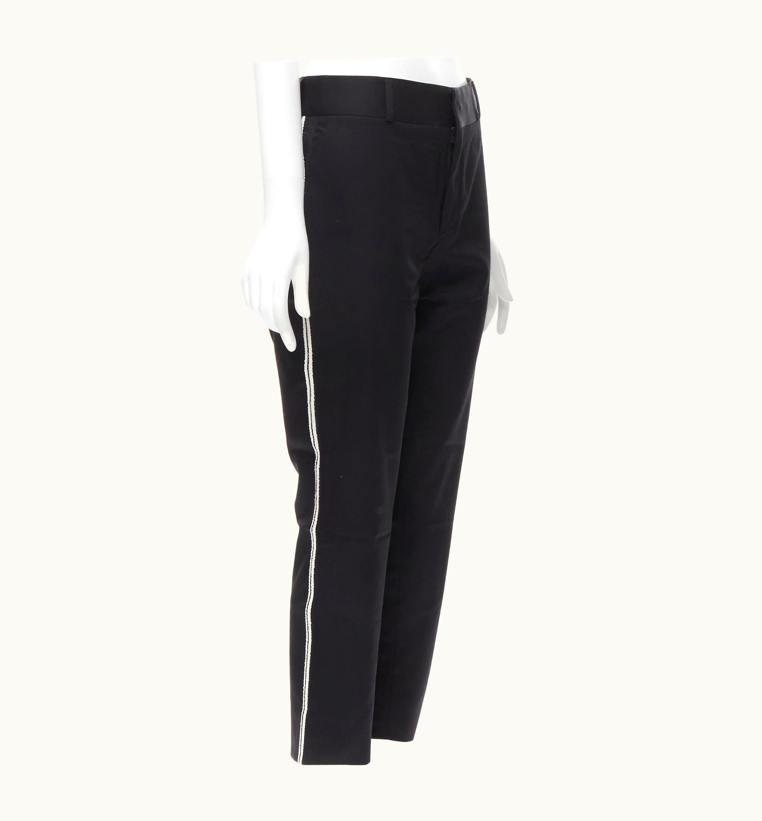 Saint Laurent White Side Braided Trimming Formal Trousers