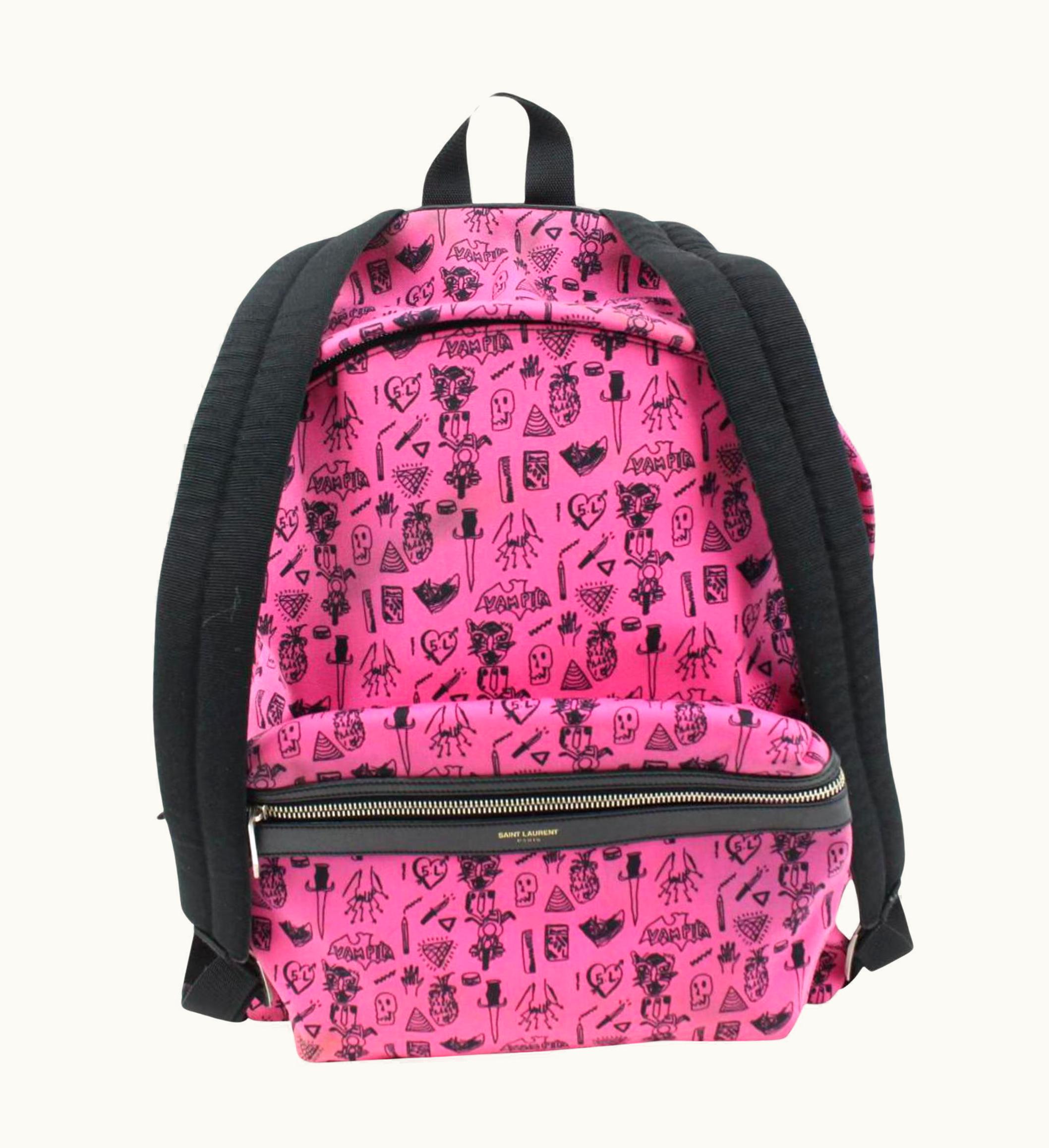 Saint Laurent Hot Pink Doodle Print City Backpack 54ys23s