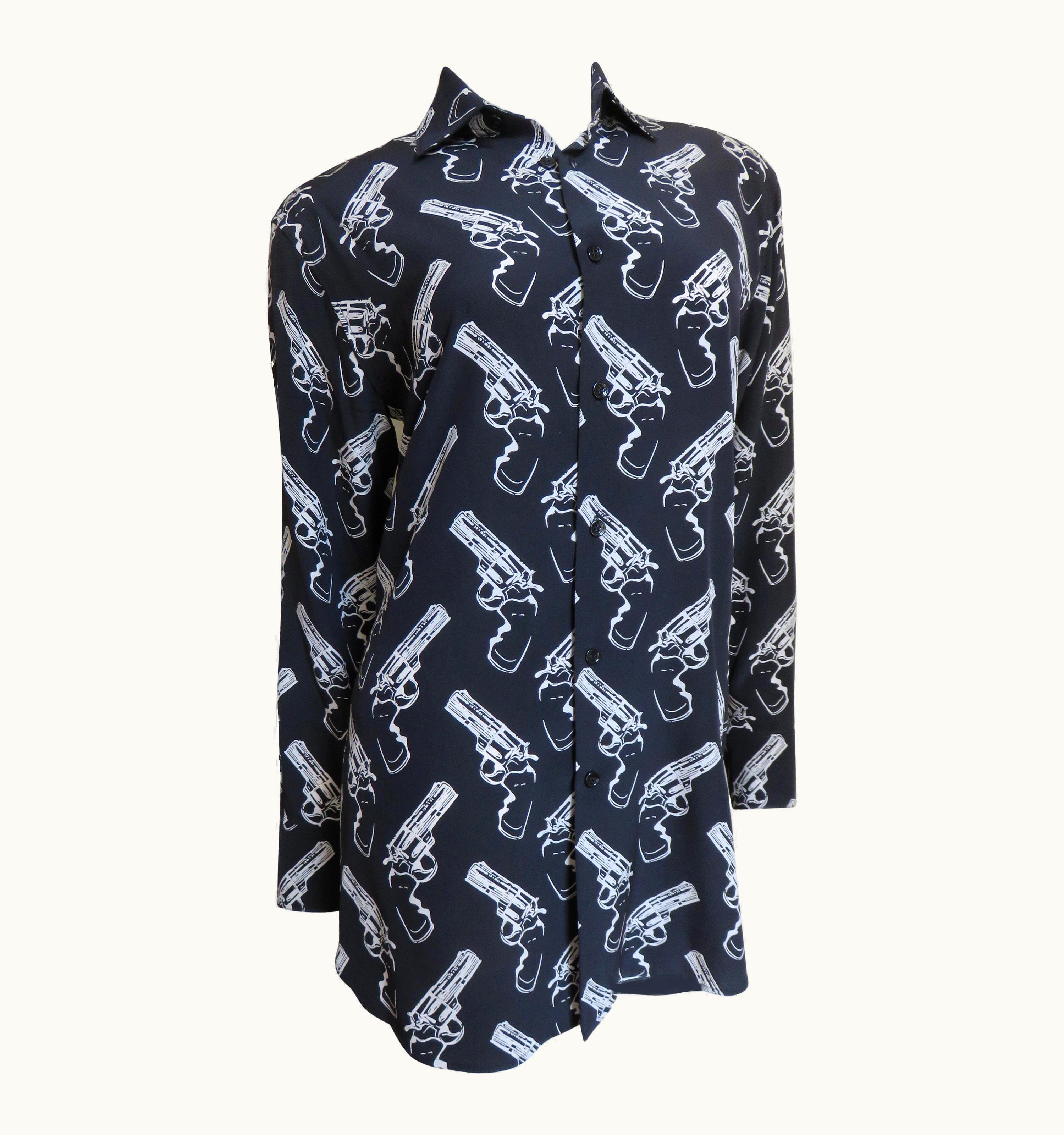 Saint Laurent Revolver Print Runway Silk Shirt AW 2014
