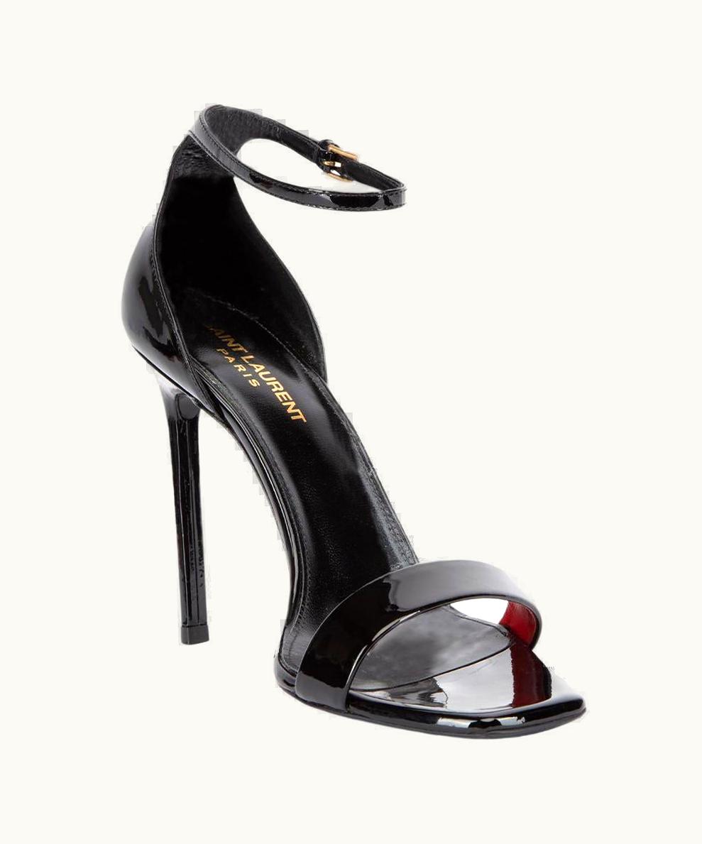 Saint Laurent Women' Black Patent Leather Amber Sandals