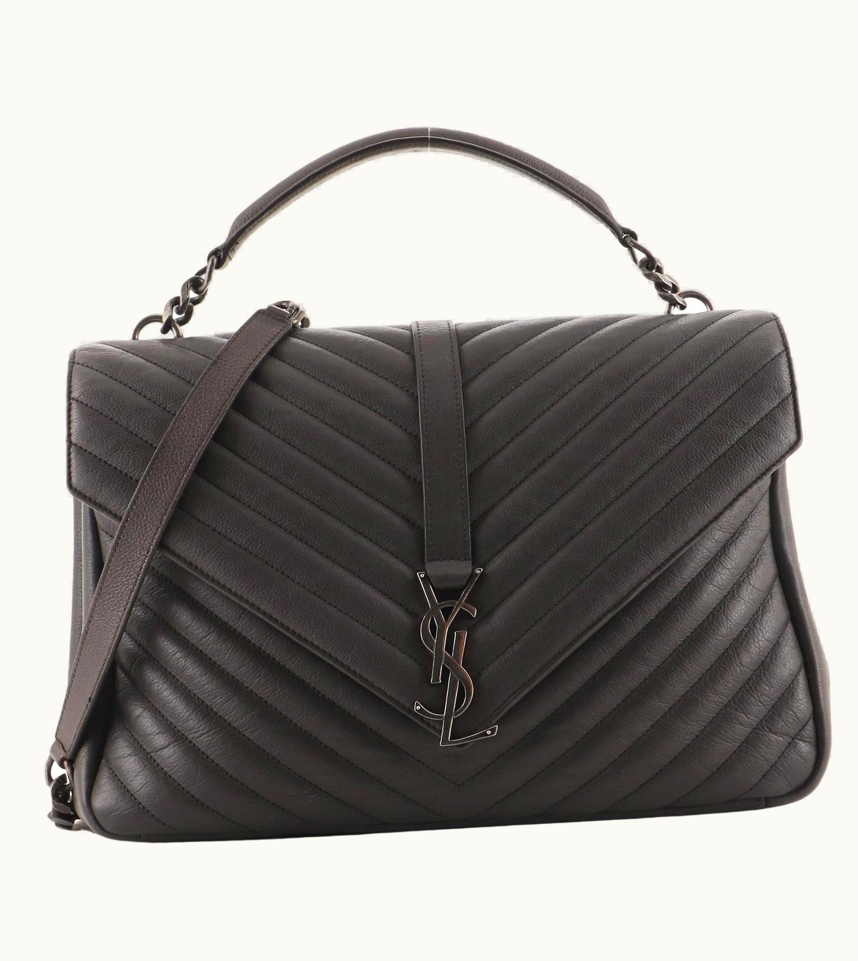 Saint Laurent Classic Monogram College Bag Matelasse Chevron Leather Large UZ0585312