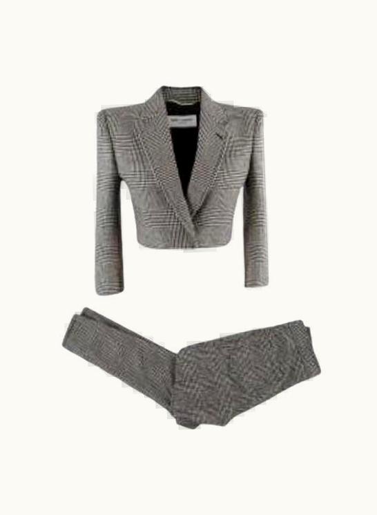 Saint Laurent Prince Of Wales Check Cropped Jacket & Skinny Pants