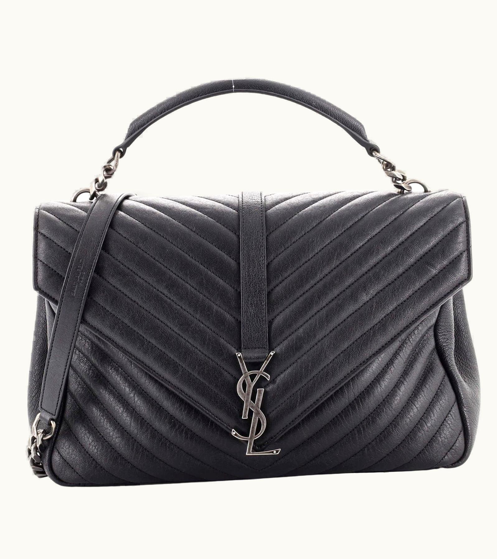 Saint Laurent Classic Monogram College Bag Matelasse Chevron Leather Large UZ0585327