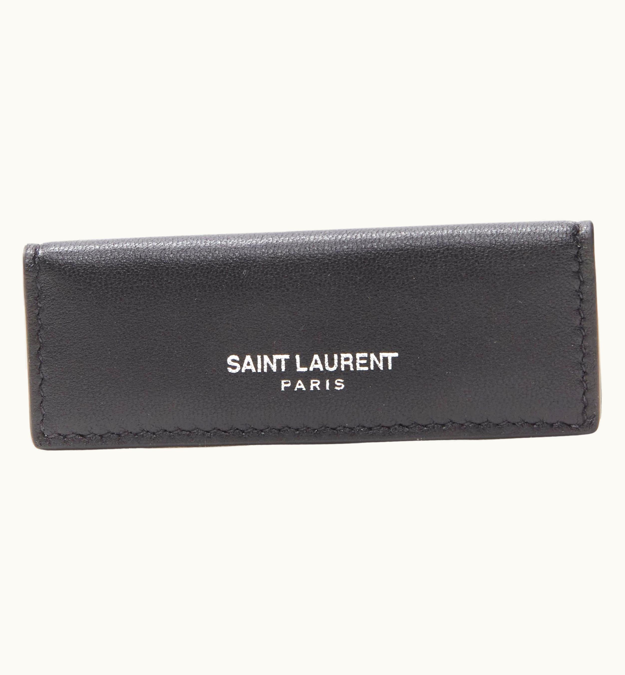 Saint Laurent Rive Droite Black Leather Logo Rolling Papers Case Rare