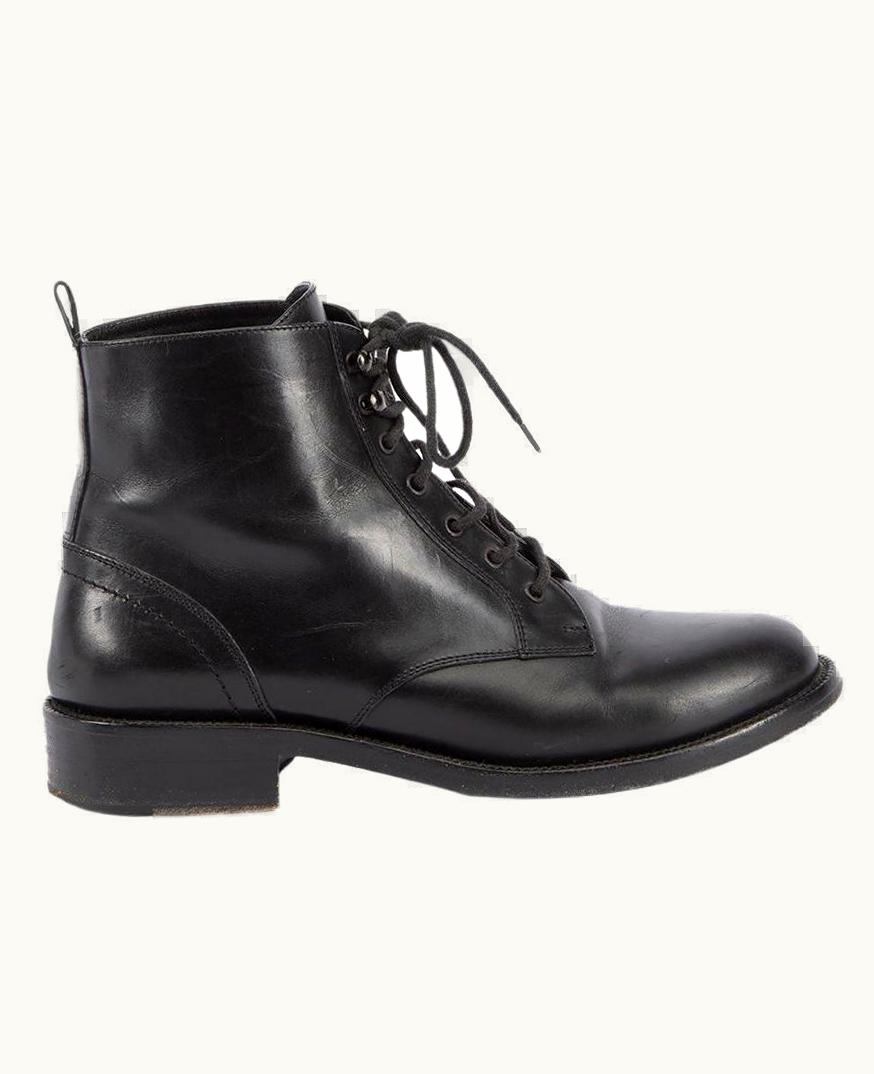 Saint Laurent Women' Black Leather Lace Up Ankle Boots