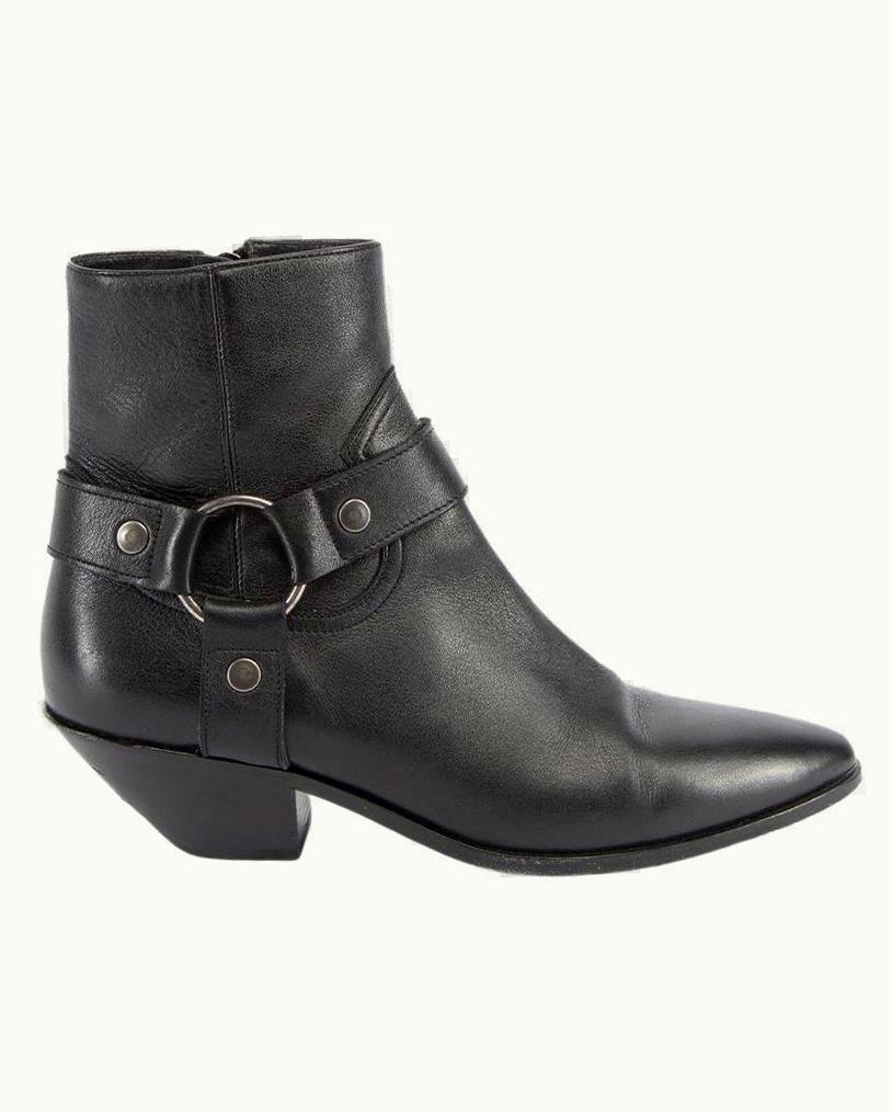 Saint Laurent Women' Black Pointed Toe Cowboy Ankle Boots
