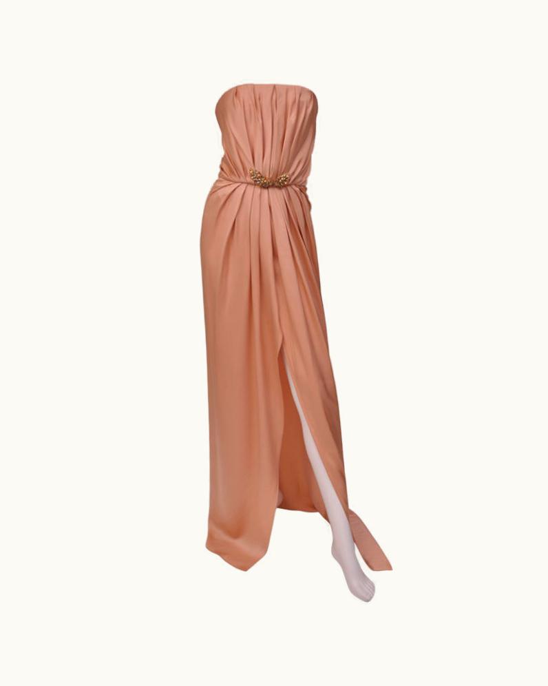 Saint Laurent Edition Soir Strapless Nude Silk Dress Gown Fr