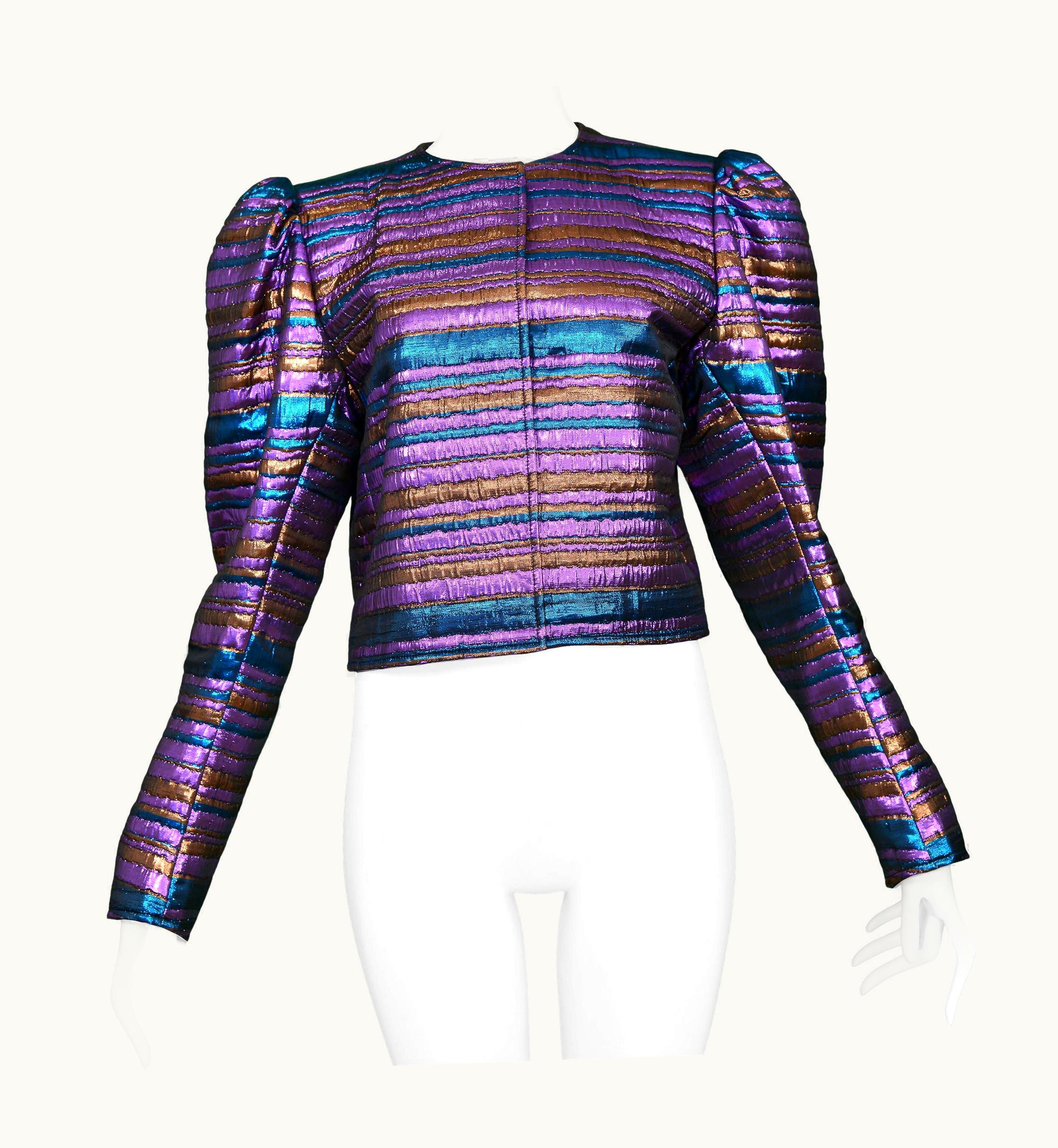 Saint Laurent Yves Saint Laurent YSLPurple And Blue Metallic Stripe Jacket 1982