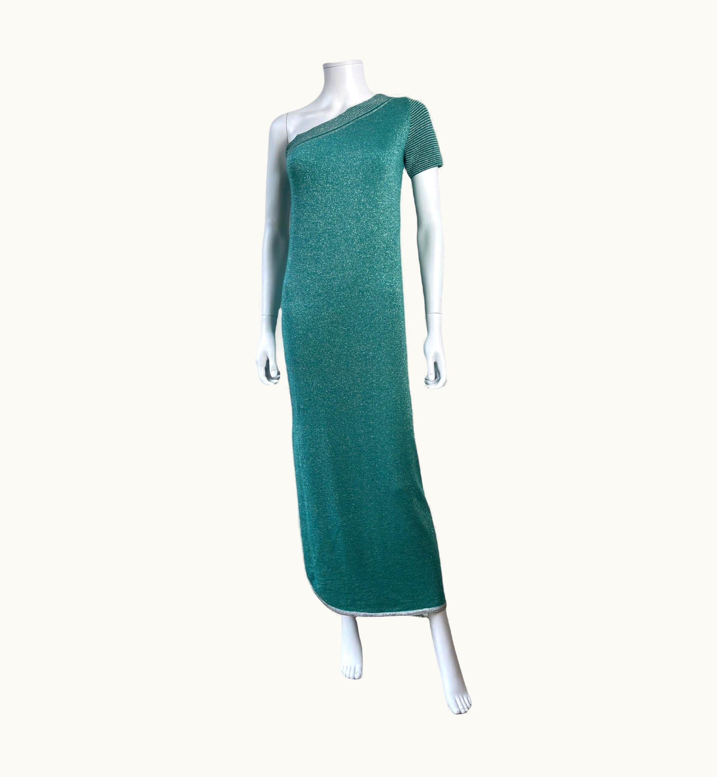 Saint Laurent Vintage Yves Saint Laurent Tricots Blue Green Sparkle Dress Small