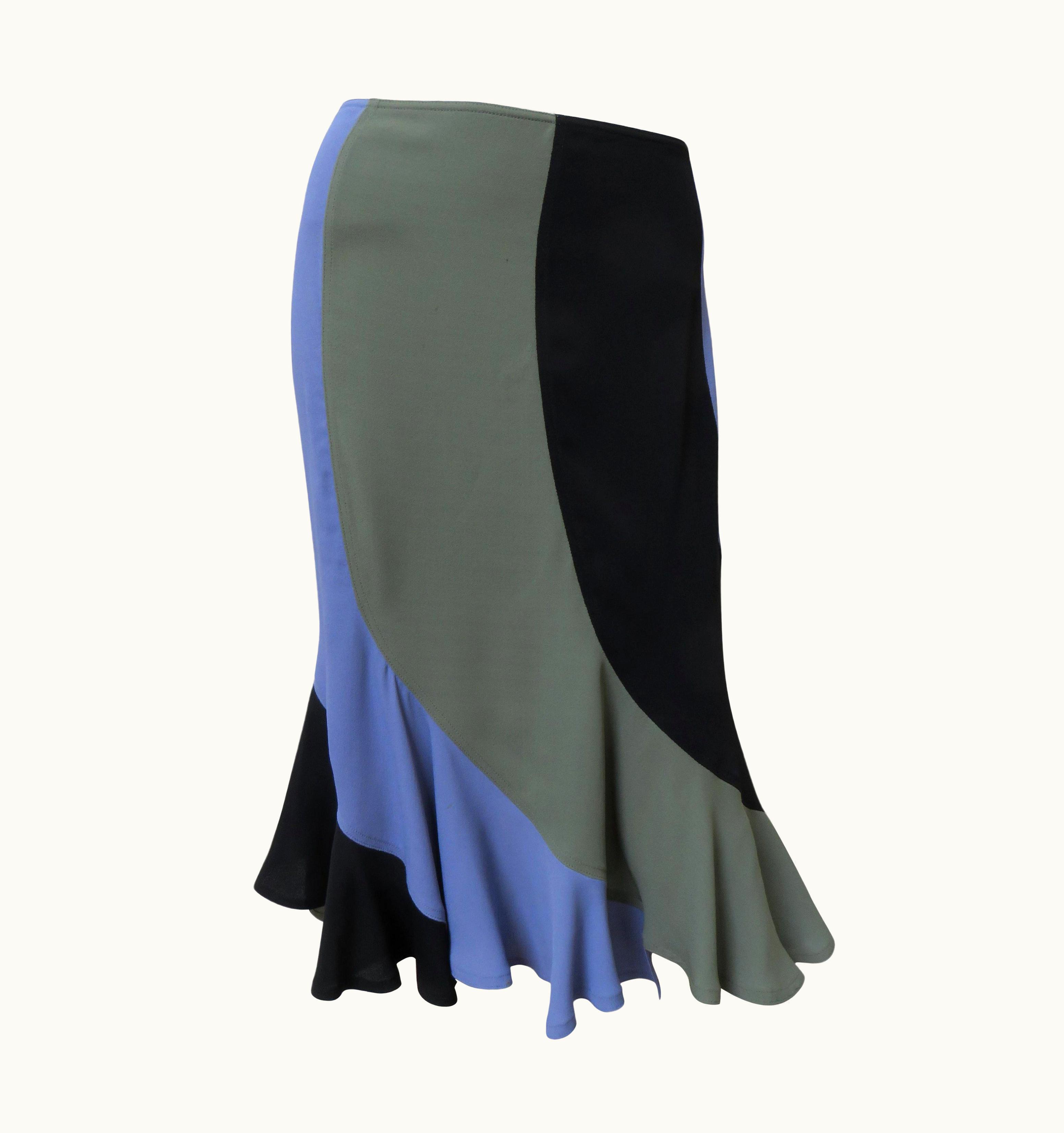 Saint Laurent Yves St Laurent Color Block Mermaid Skirt