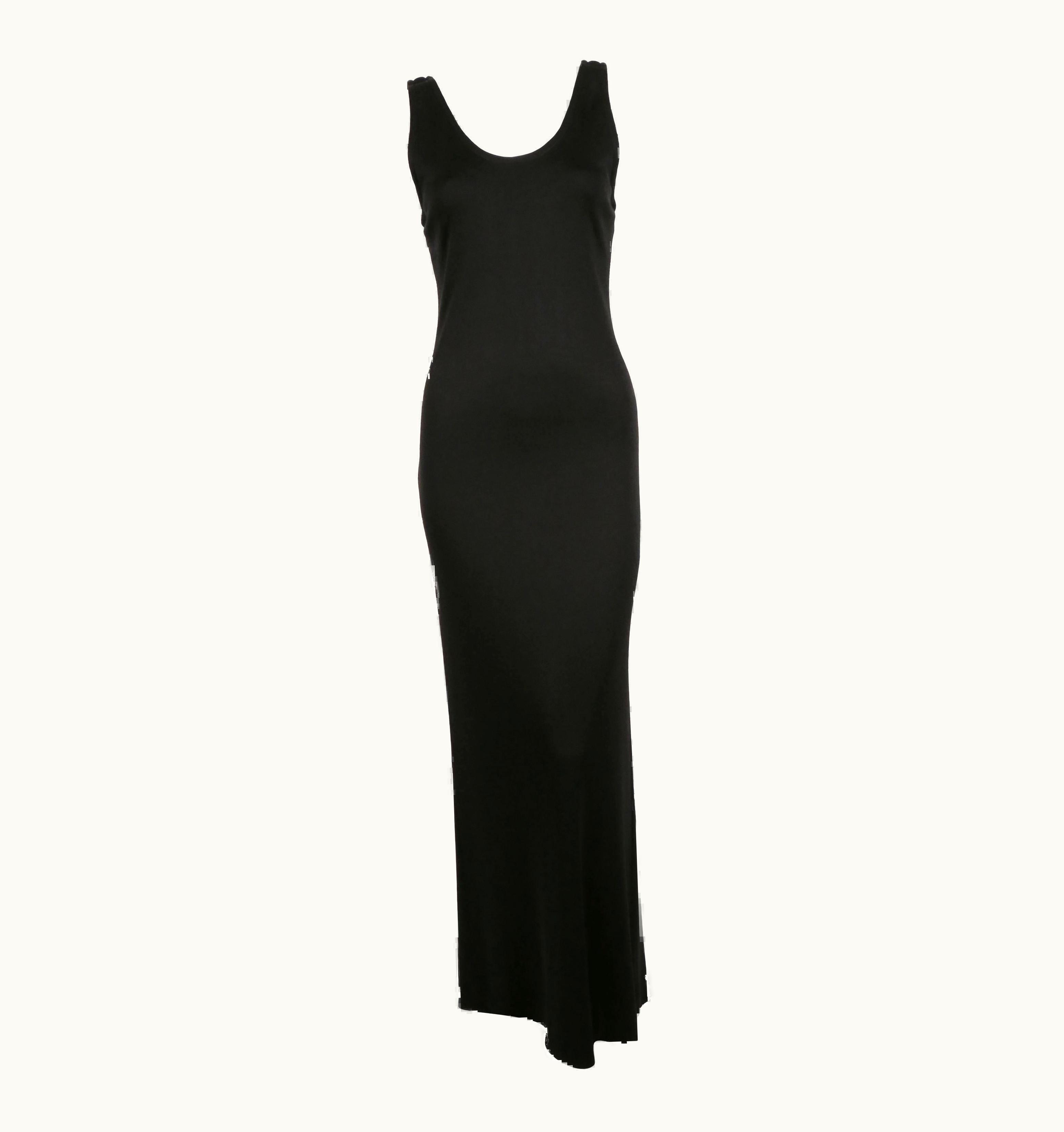 Saint Laurent 1986 Yves Saint Laurent Black Jersey Dress With Train