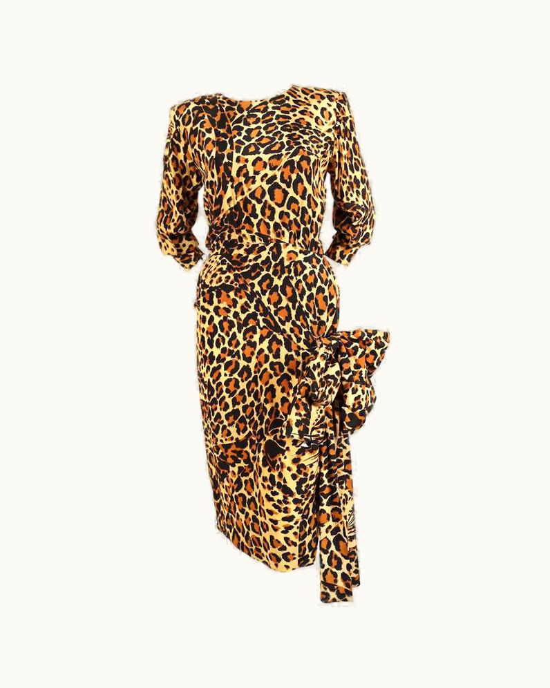 Saint Laurent Iconic 1986 Yves Saint Laurent Leopard Printed Silk Dress