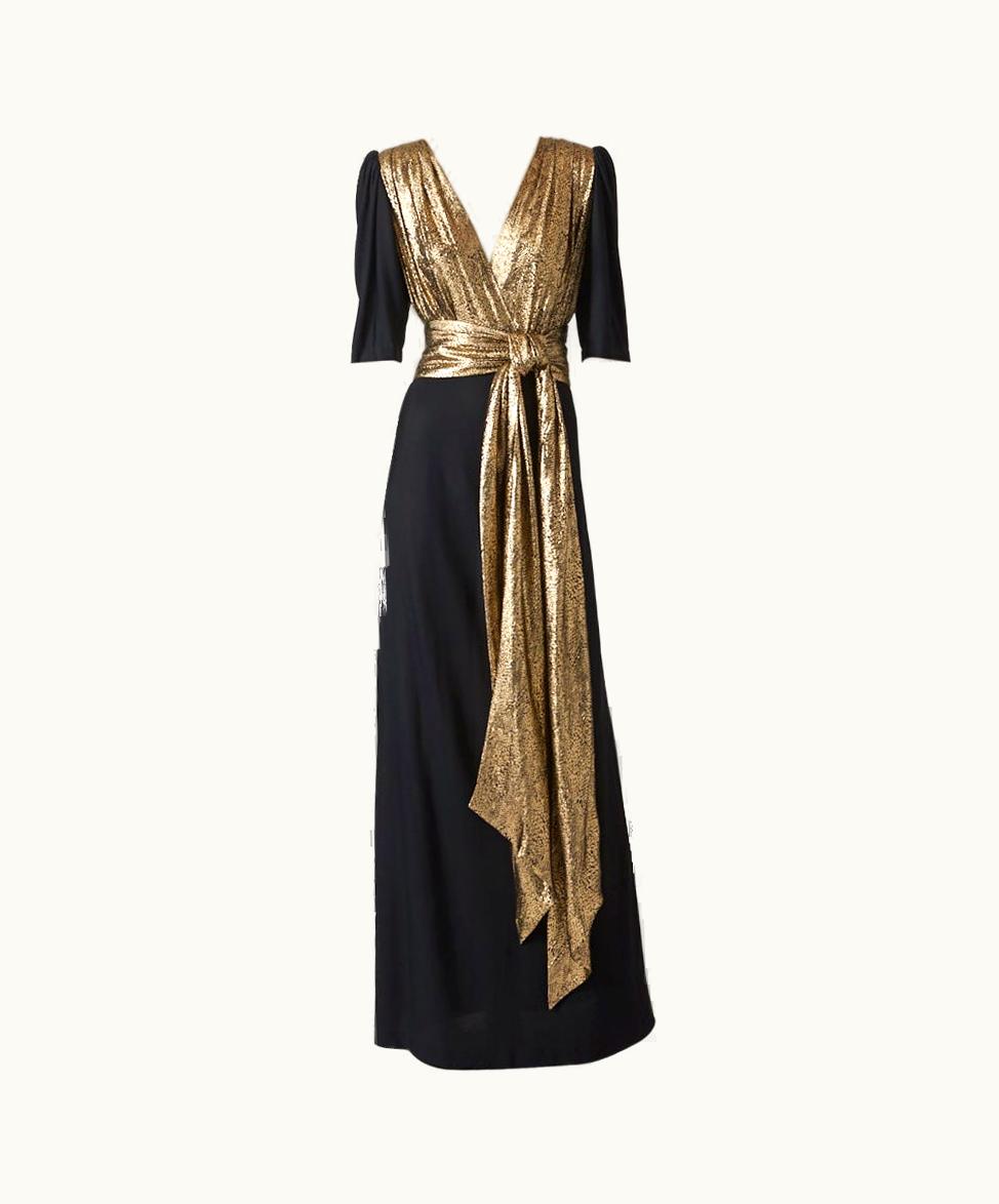 Saint Laurent Yves Saint Laurent Rive Gauche 40' Inspired Jersey And Gold Lamé Gown
