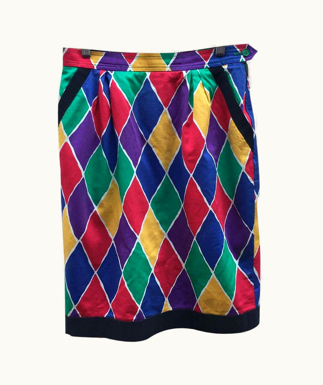 Saint Laurent Yves Saint Laurent Vintage Cotton Mid-Length Skirt In Multicolour