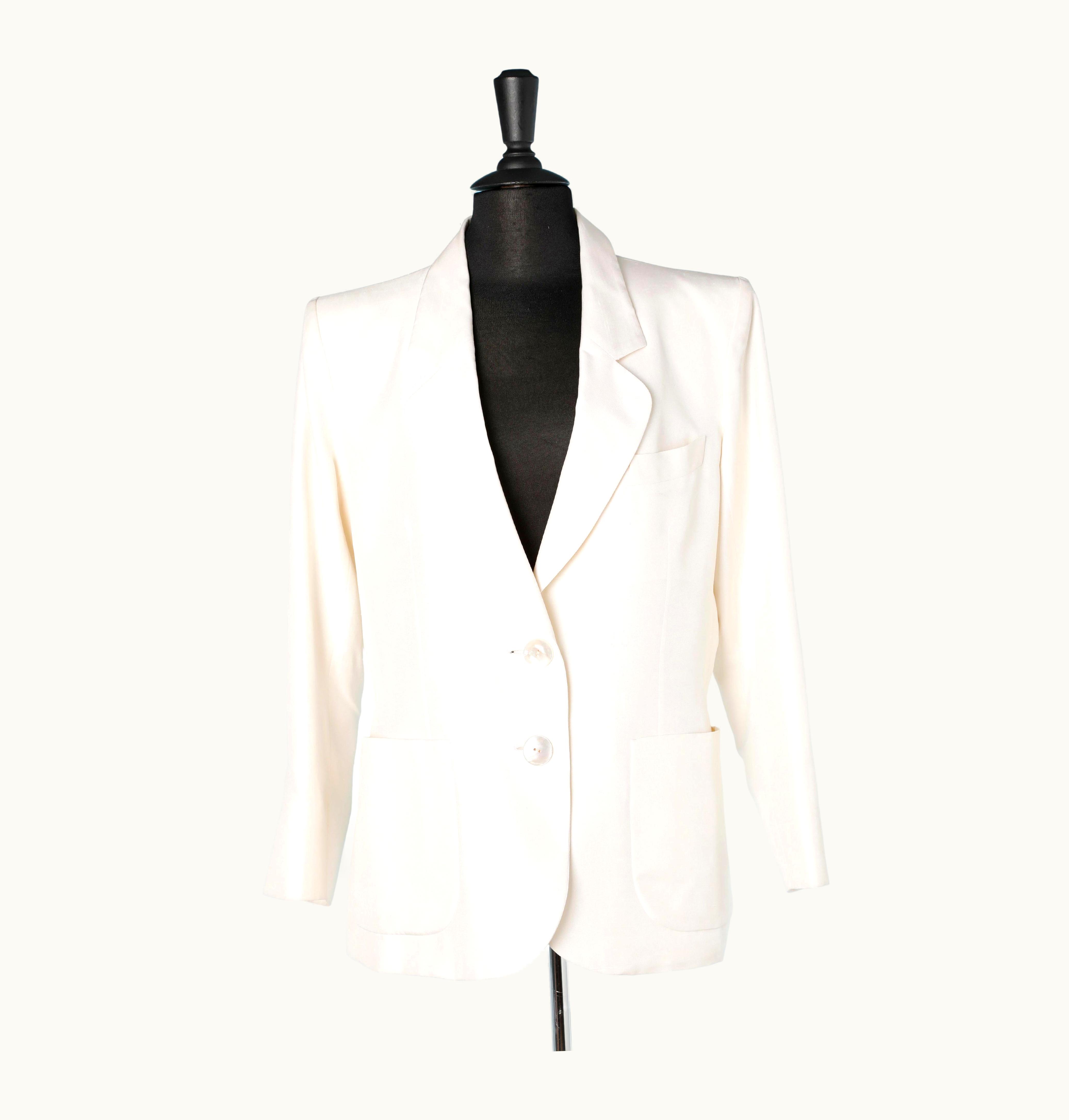Saint Laurent White Raw Silk Single-breasted Jacket Yves Saint Laurent Rive Gauche
