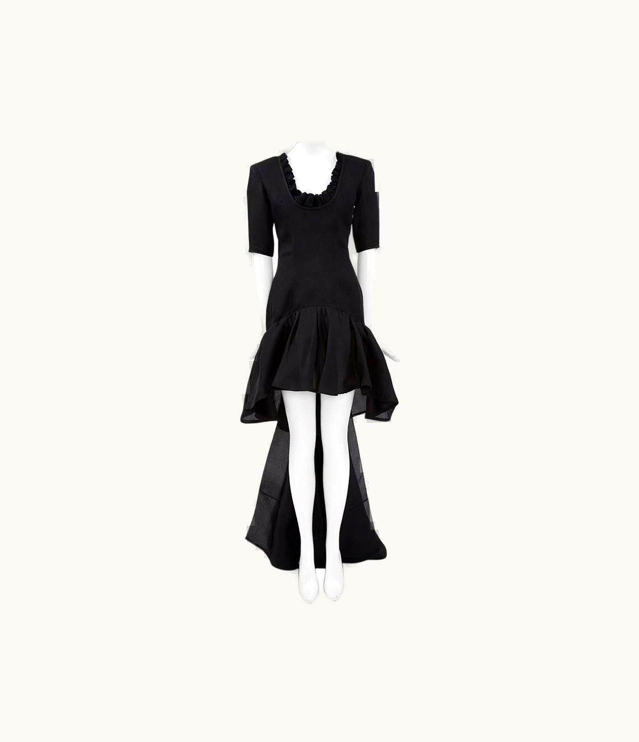 Saint Laurent Yves Saint Laurent Runway Asymmetric Ruffled Bow Evening Dress, S/S 1990