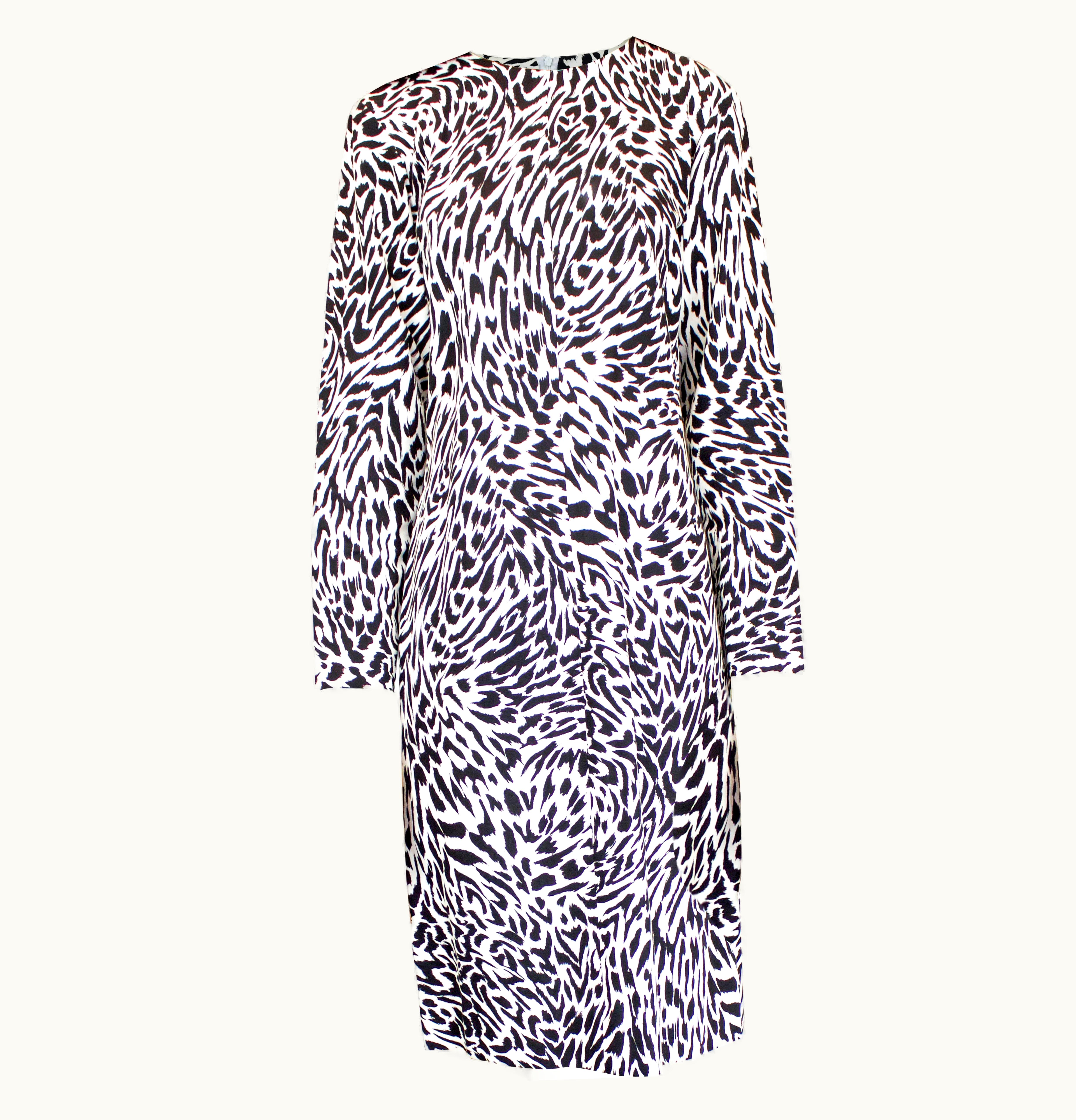Saint Laurent Yves Saint Laurent Black And White Animal Print Dress. Circa 1990