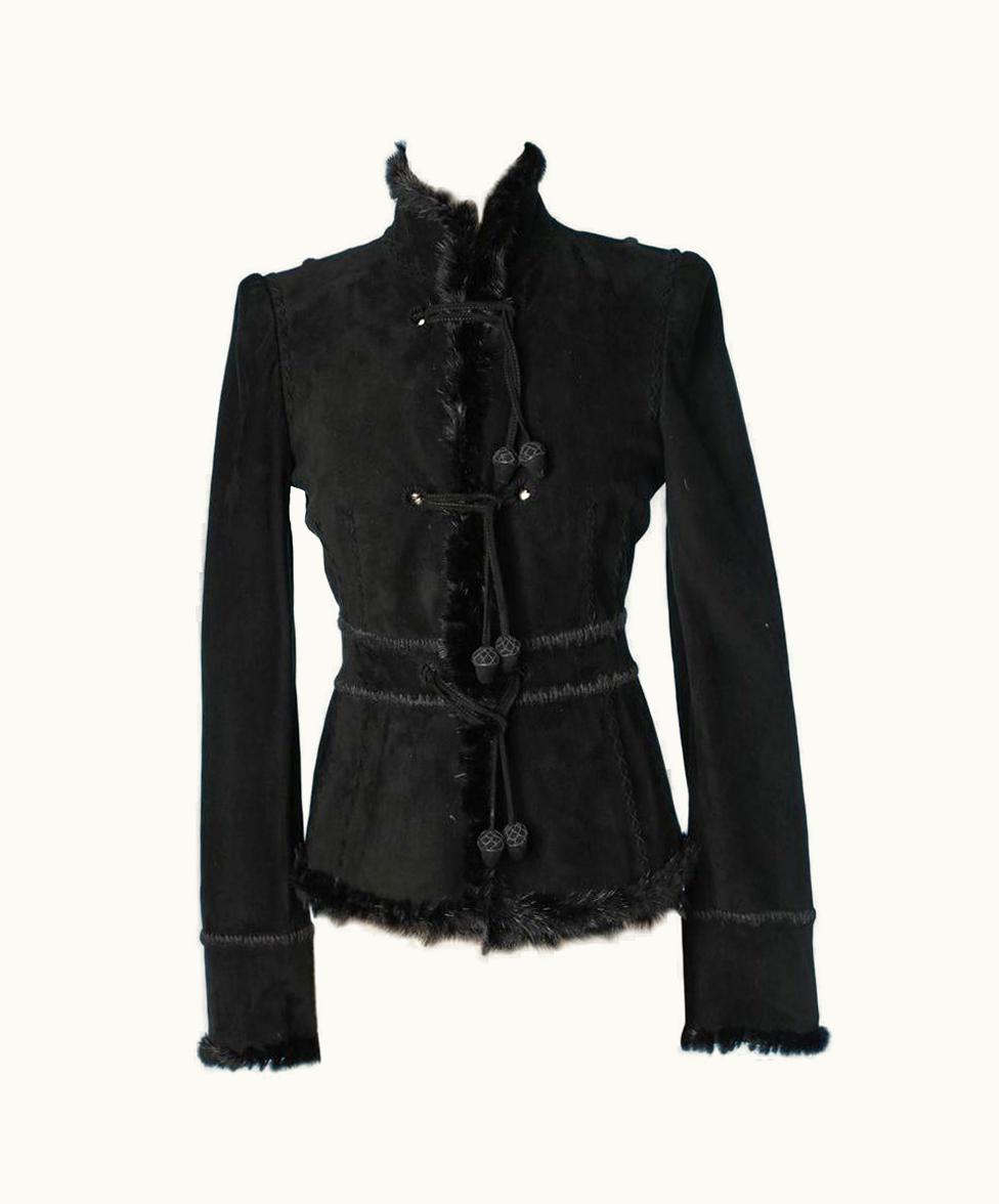 Saint Laurent 1990 Jacket In Suede And Black Fur By Yves Saint Laurent
