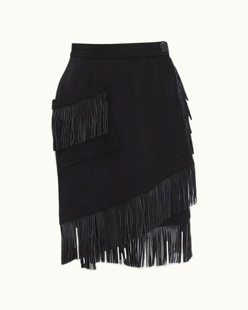 Saint Laurent Yves Saint Laurent Fringed Wrap Skirt
