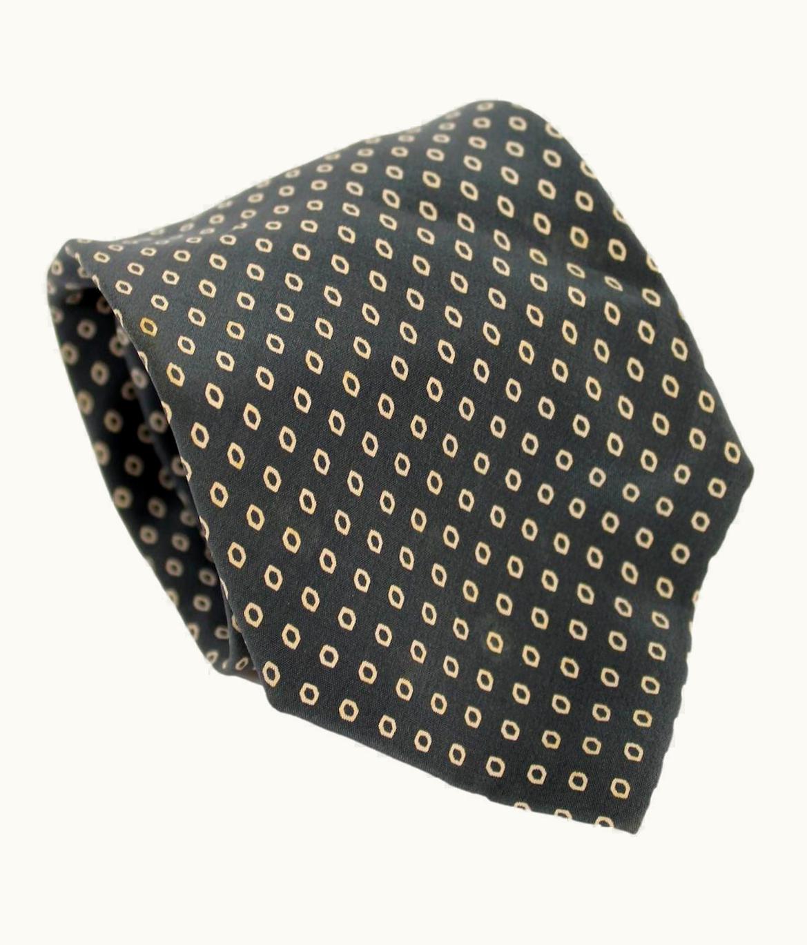 Saint Laurent Yves Saint Laurent Gray Beige Silk Vintage Tie