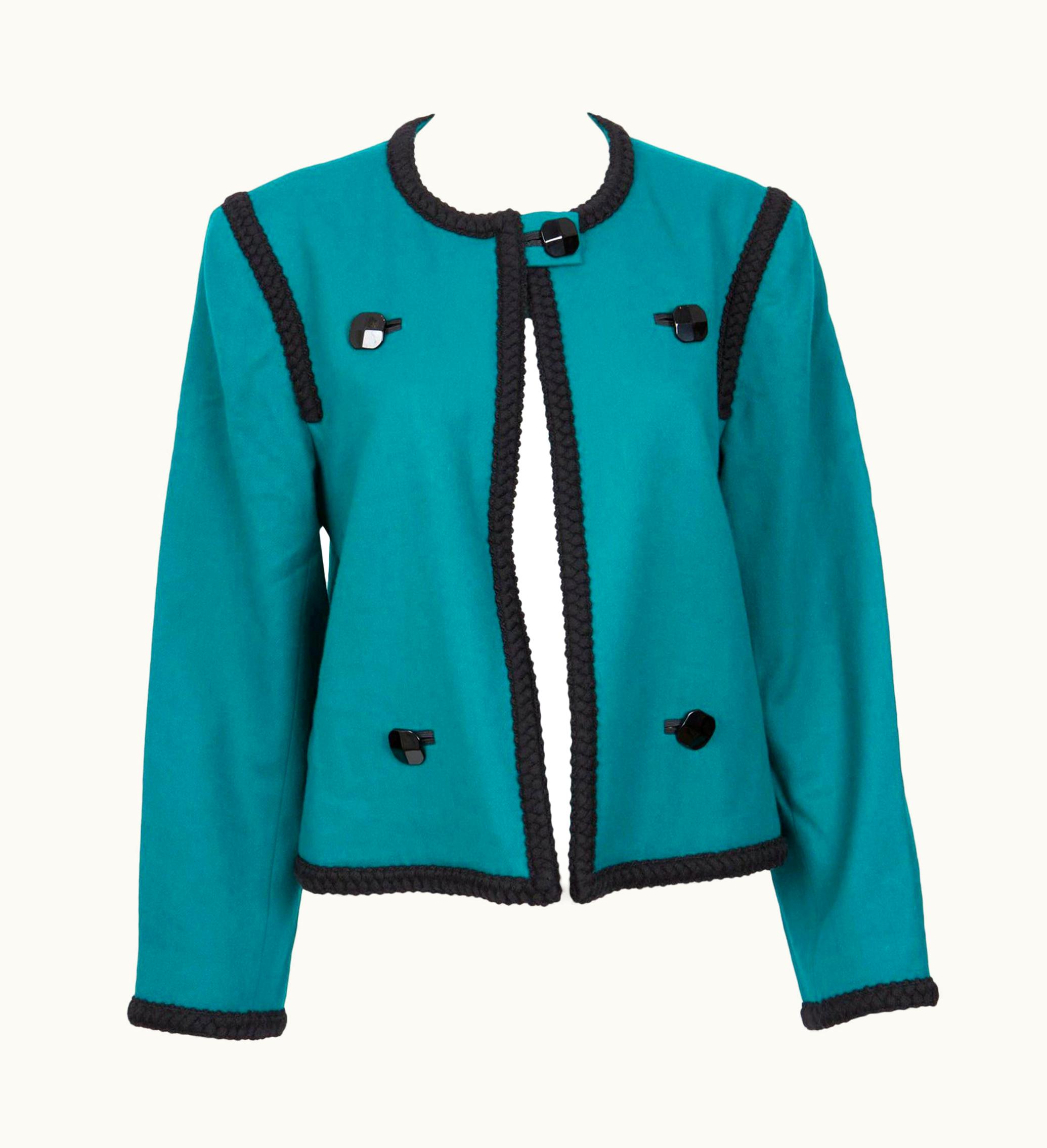 Saint Laurent 1990s YSL Yves Saint Laurent Emerald Wool Jacket