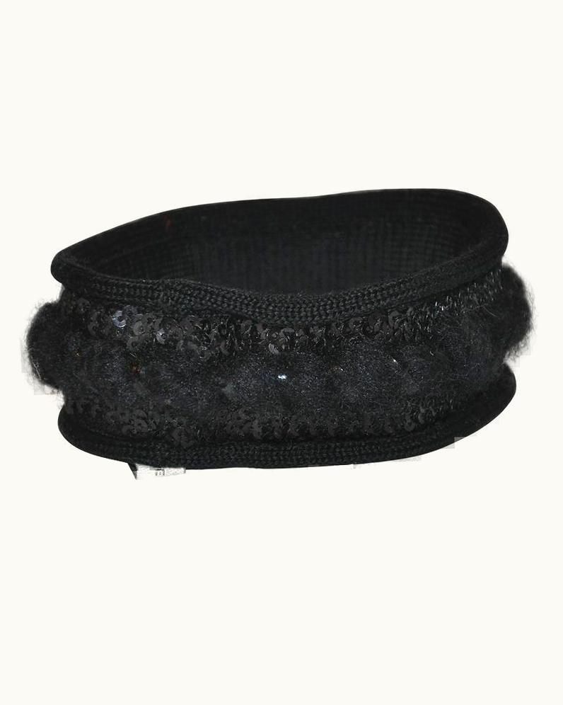 Saint Laurent Yves Saint Laurent Black Hand-Woven & Sequins Bracelet