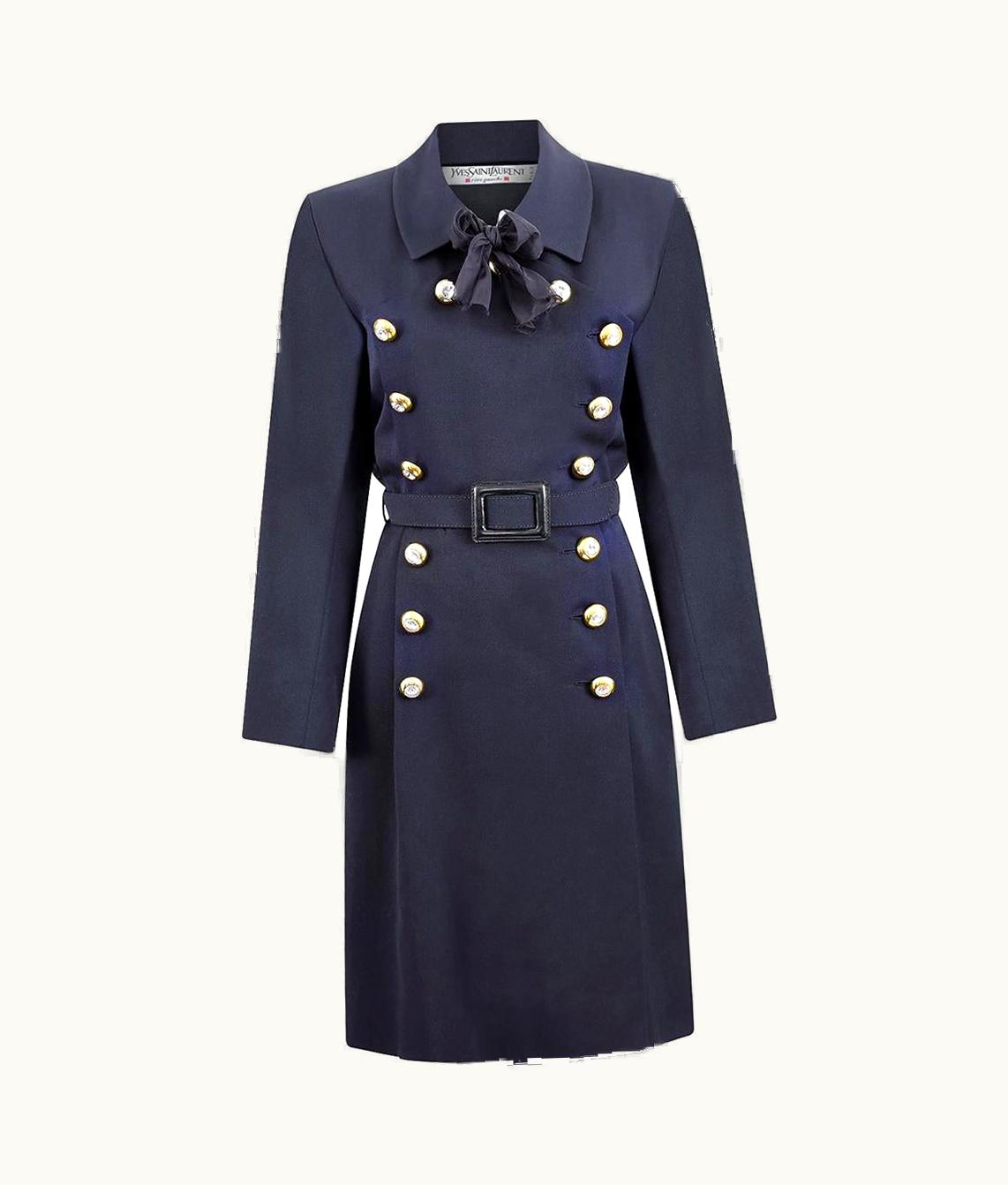 Saint Laurent 1990s Yves Saint Laurent Black Dress With Crystal Buttons