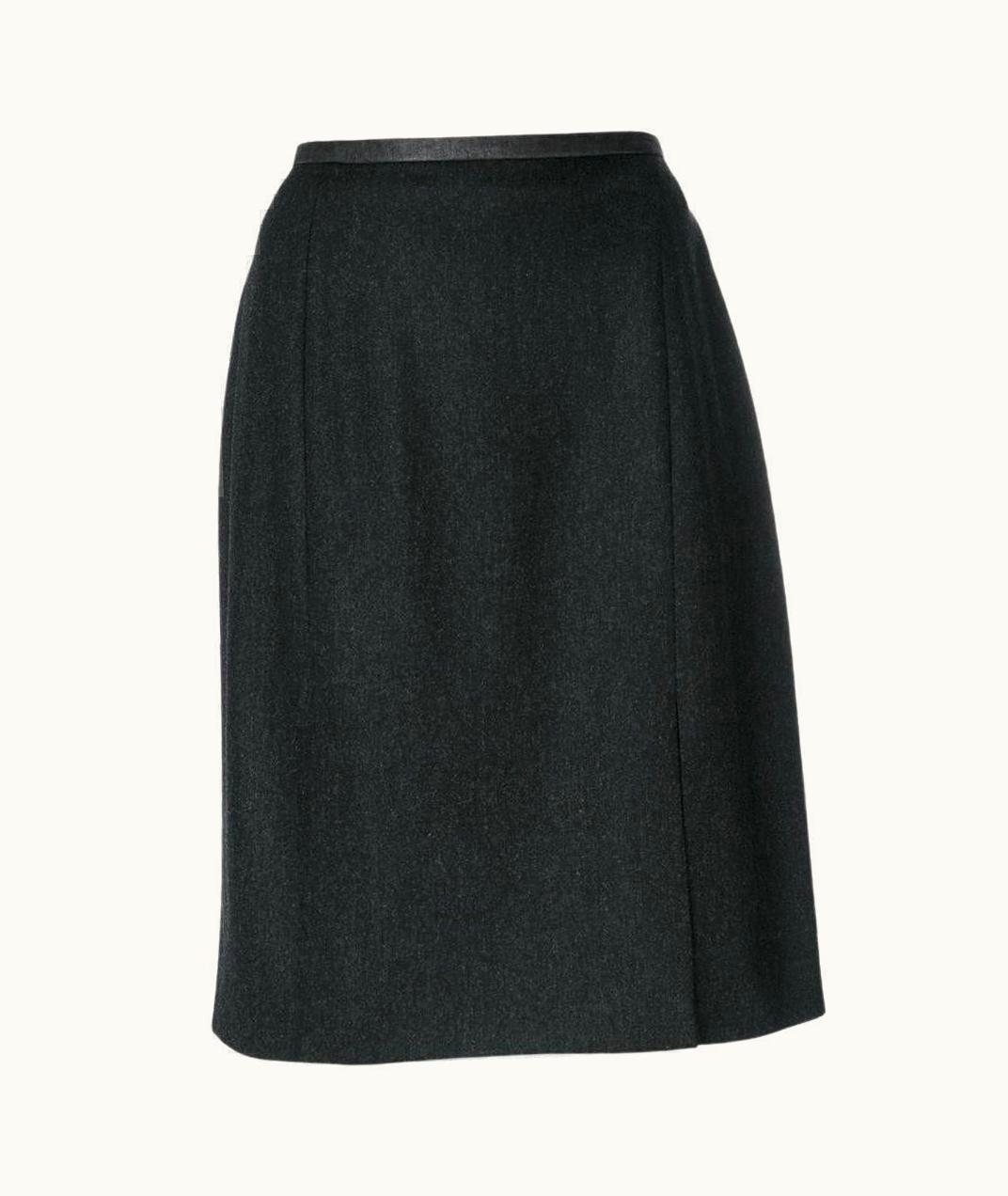 Saint Laurent Yves Saint Laurent Vintage Dark Grey Wool Straight 90s Skirt