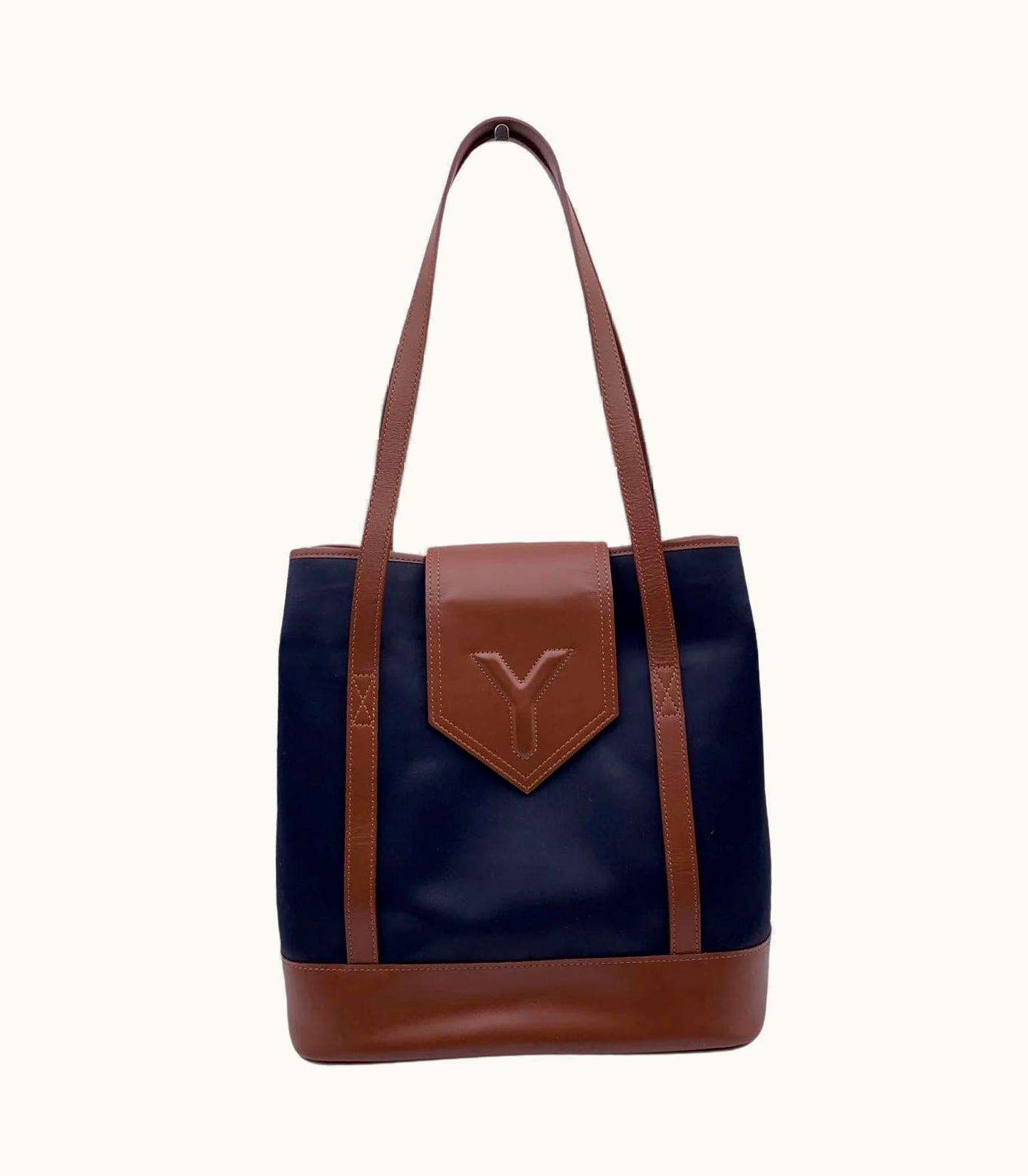 Saint Laurent Yves Saint Laurent Vintage Black Canvas Tote Bucket Shoulder Bag