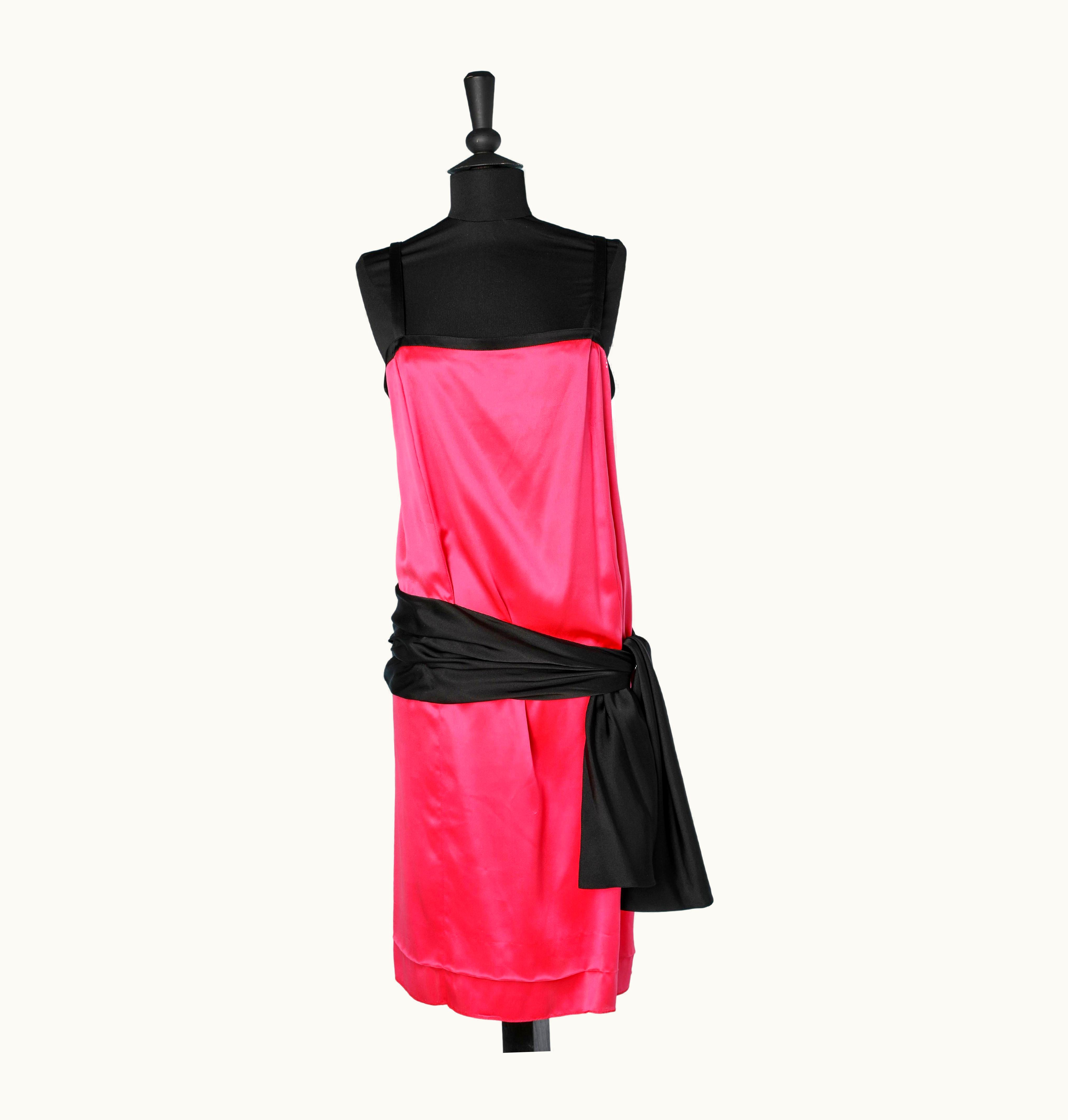 Saint Laurent Black And Pink Silk Dress Yves Saint Laurent Variation